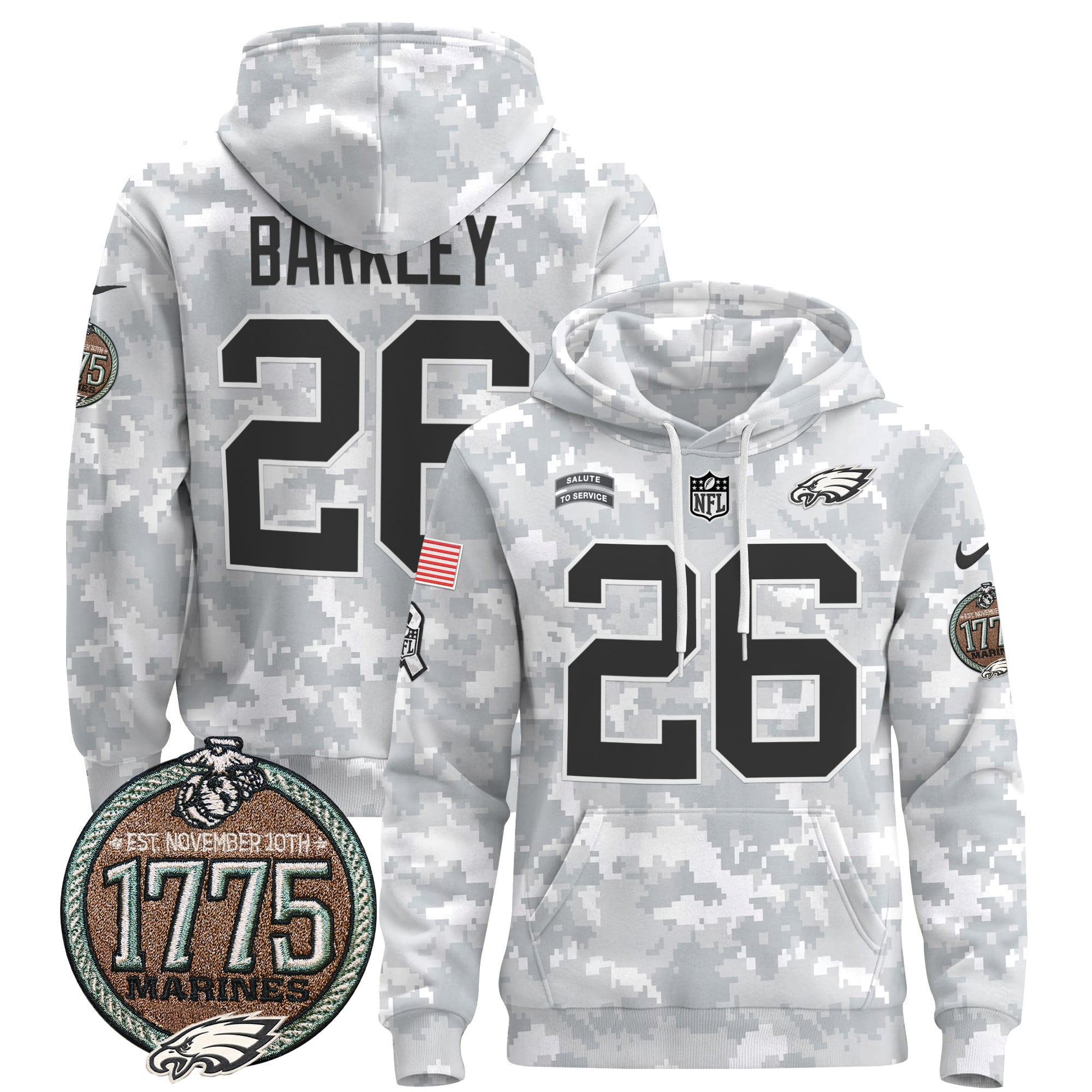 Eagles Barkley Camo Hoodie - Nike Eagles Barkley #26 Salute to Service