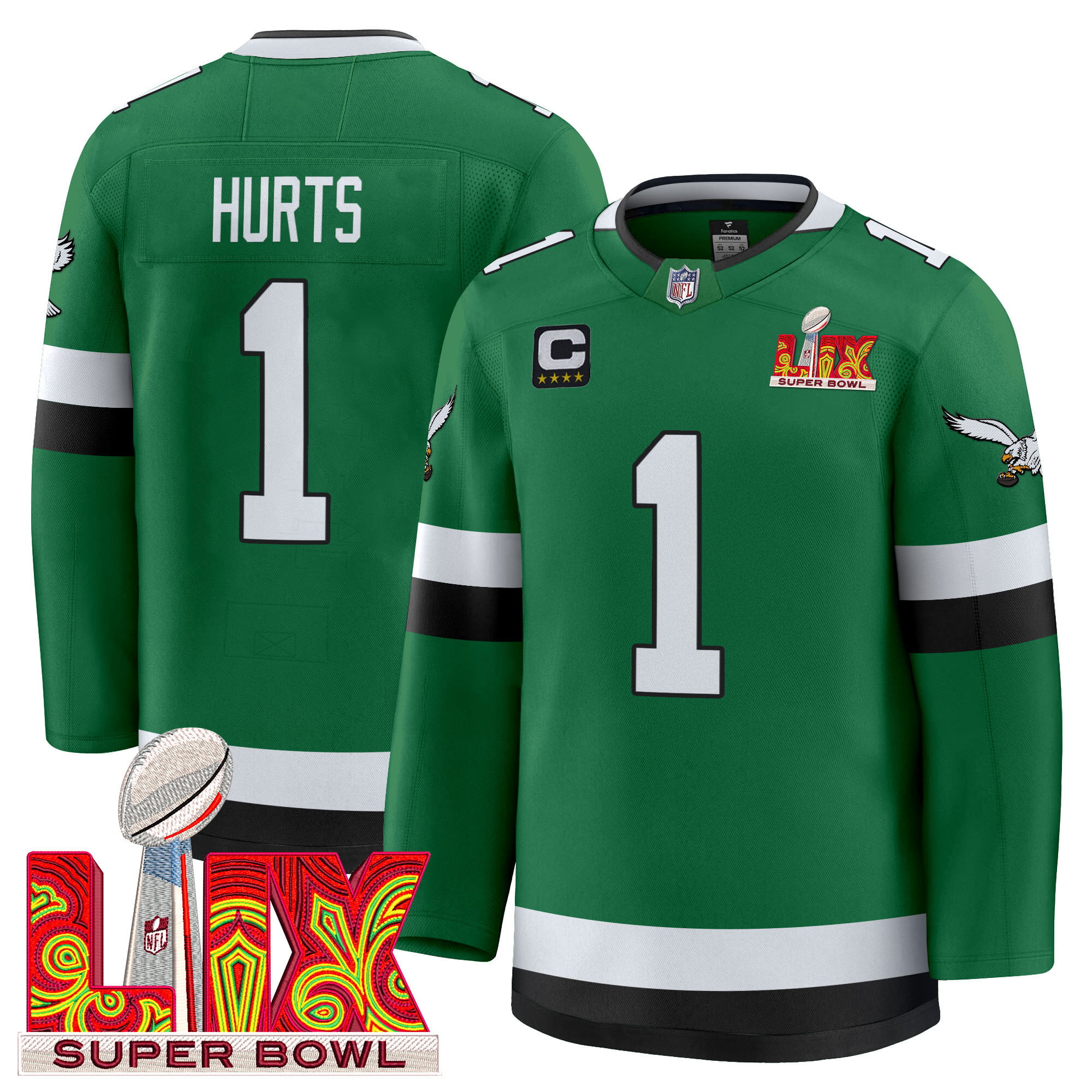 Alternative view of Eagles Barkley Green Super Bowl LII Jersey - Fanatics Eagles Barkley