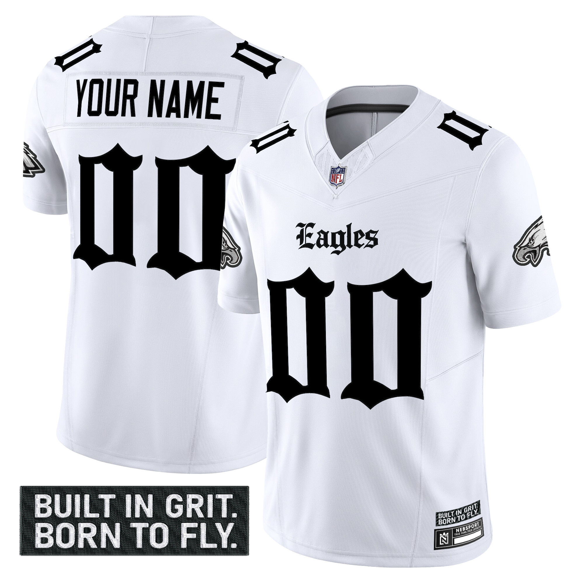 Alternative view of Eagles Black Custom Jersey - Nike - Personalized Fan Gear
