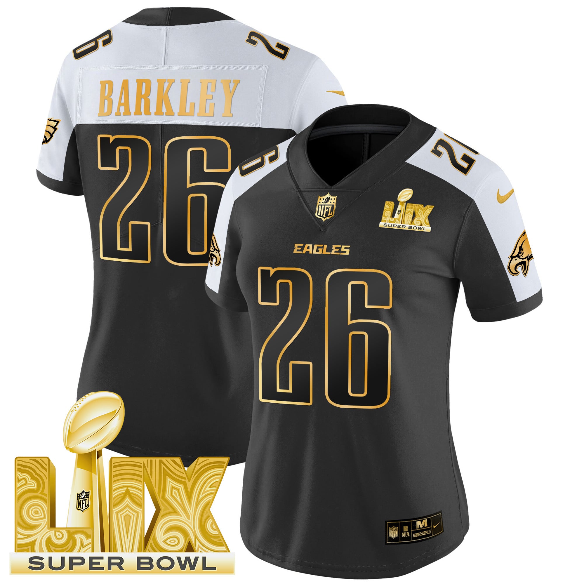 Eagles Black Super Bowl LIIX Jersey - Nike - Custom