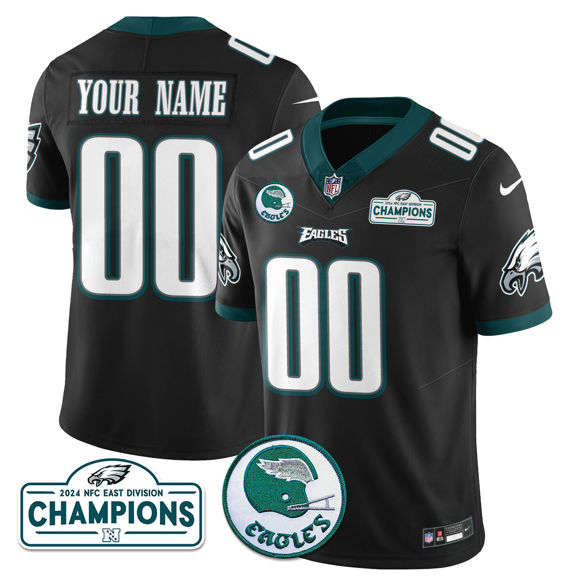 Alternative view of Eagles Custom Teal Jersey - Nike - 2024 Champs Edition