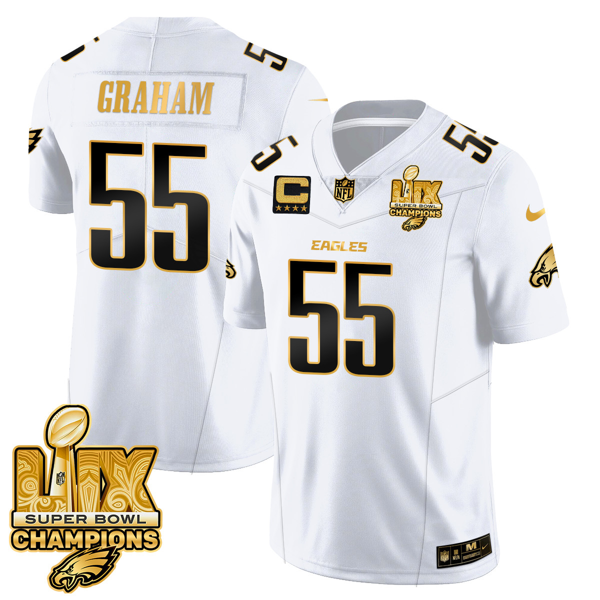 Eagles Graham Super Bowl LIX Jersey - Nike Eagles Graham White Super