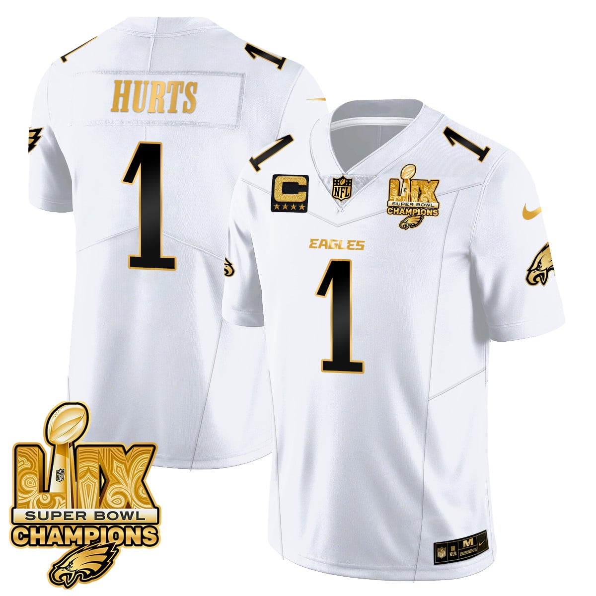 Alternative view of Eagles Graham Super Bowl LIX Jersey - Nike Eagles Graham White Super