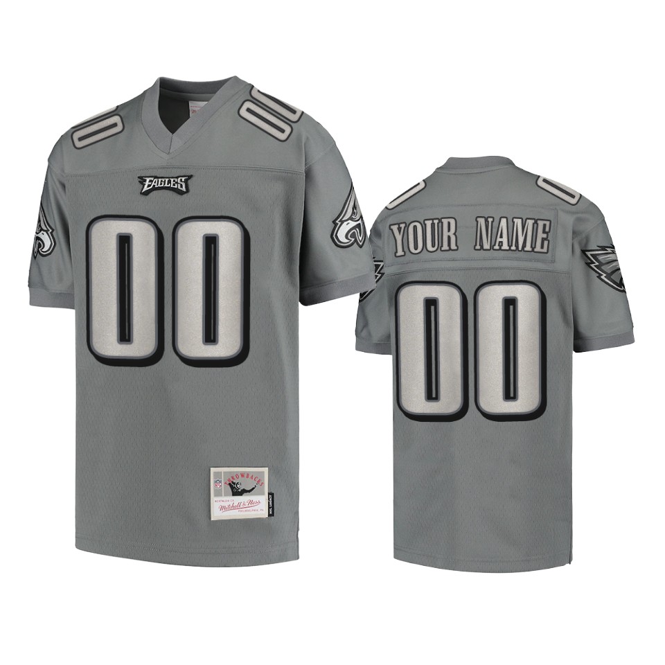 Eagles Grey Throwback Custom Jersey - Mitchell & Ness