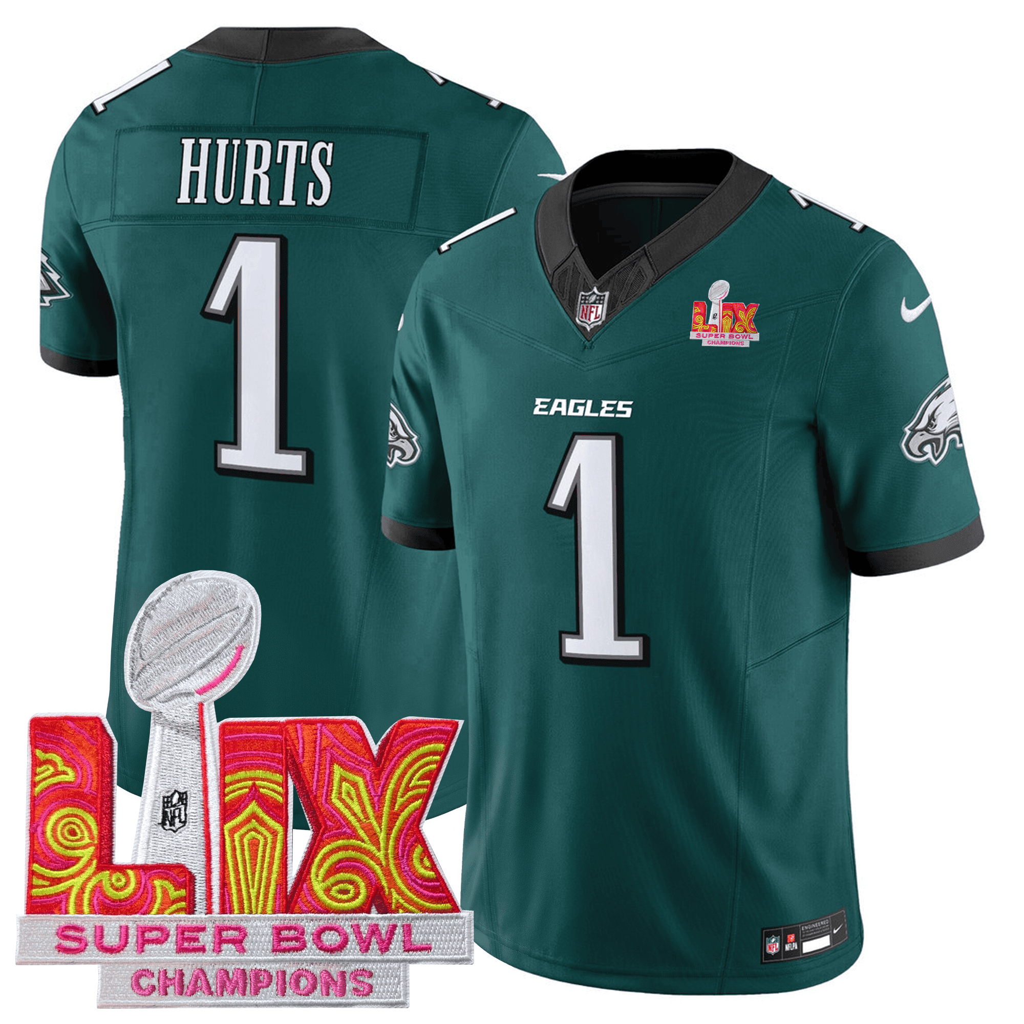 Eagles Hurts Super Bowl LVII Jersey - Nike Eagles Hurts #1 Super Bowl