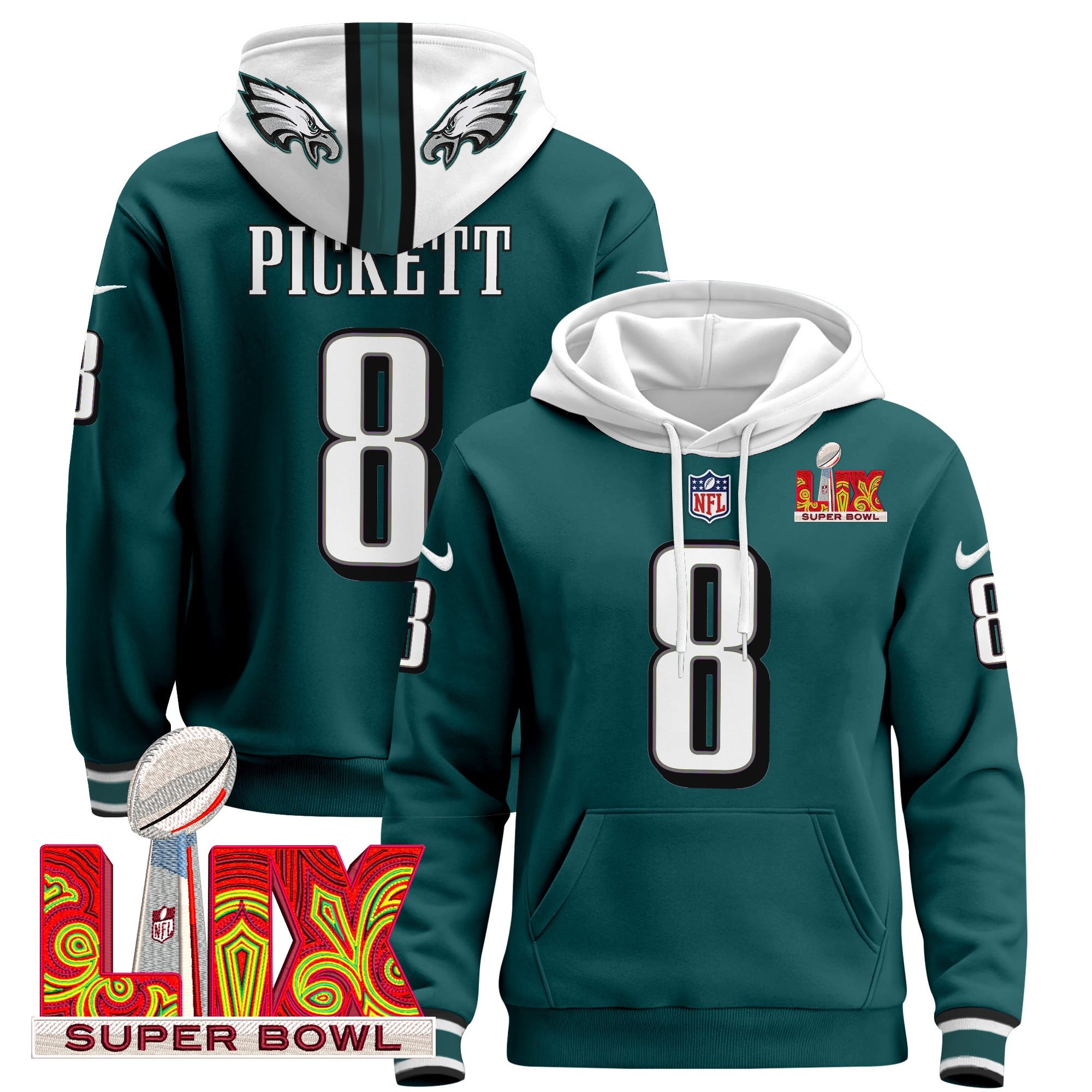 Alternative view of Eagles Pickett Green Hoodie - Nike - Super Bowl LII Edition