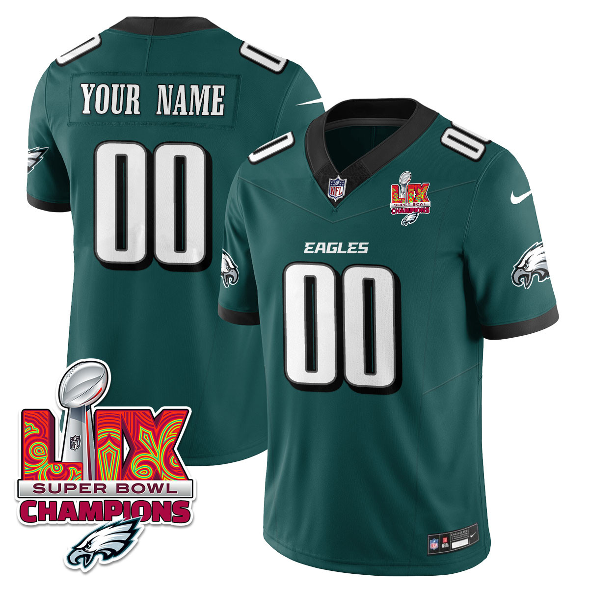 Alternative view of Eagles Super Bowl Black Jersey - Nike Eagles Super Bowl Champions