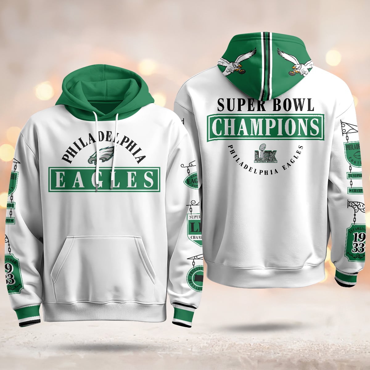 Alternative view of Eagles Super Bowl LIX Champions Hoodie - Black & Green