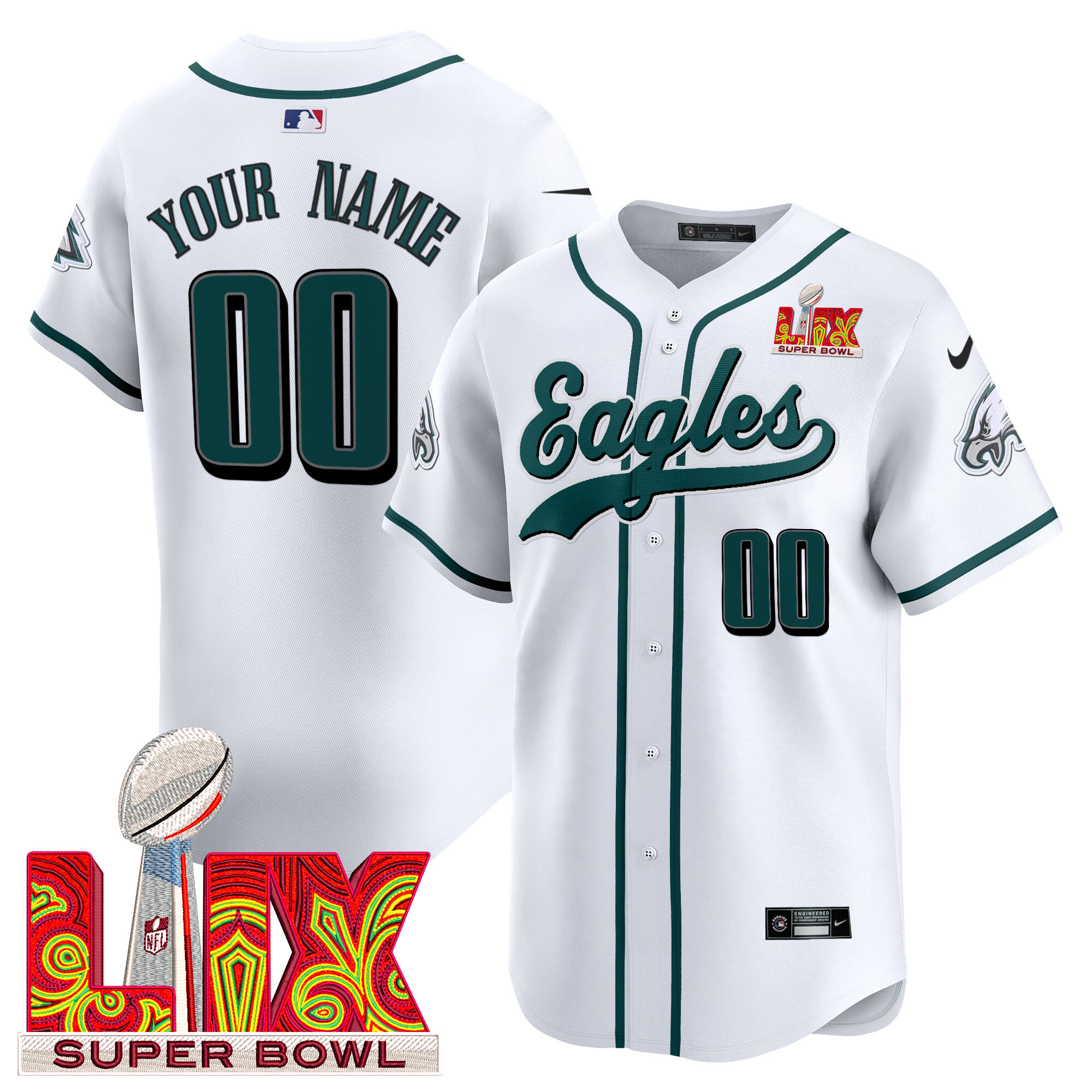 Alternative view of Eagles Super Bowl LVII Jersey nike - Nike Eagles Super Bowl LVII