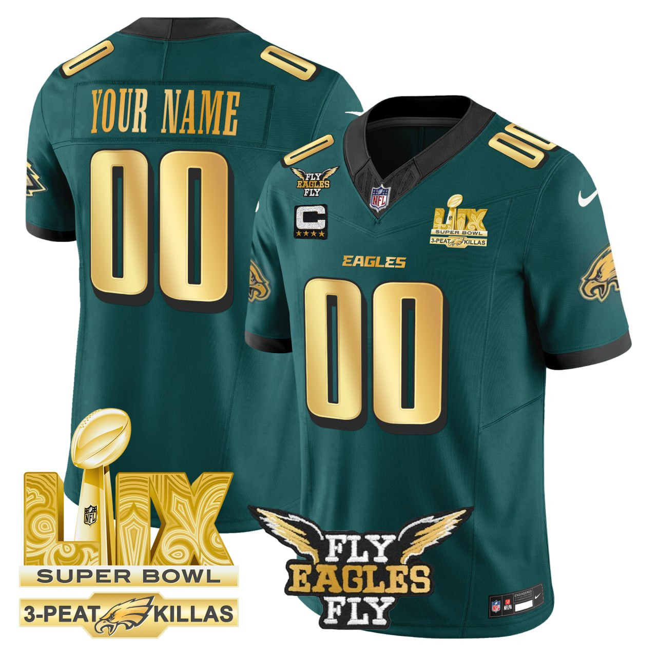 Eagles Teal Super Bowl Jersey - Nike Eagles Teal Super Bowl LIX Custom