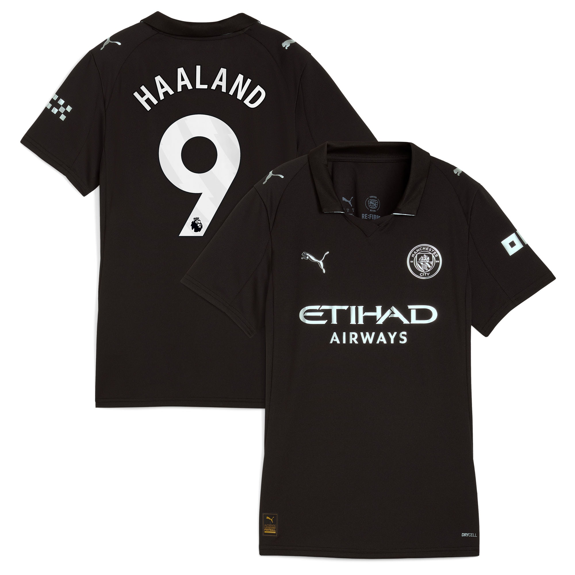 Erling Haaland Manchester City Puma Women's 2025/26 Away Player Jersey - Black