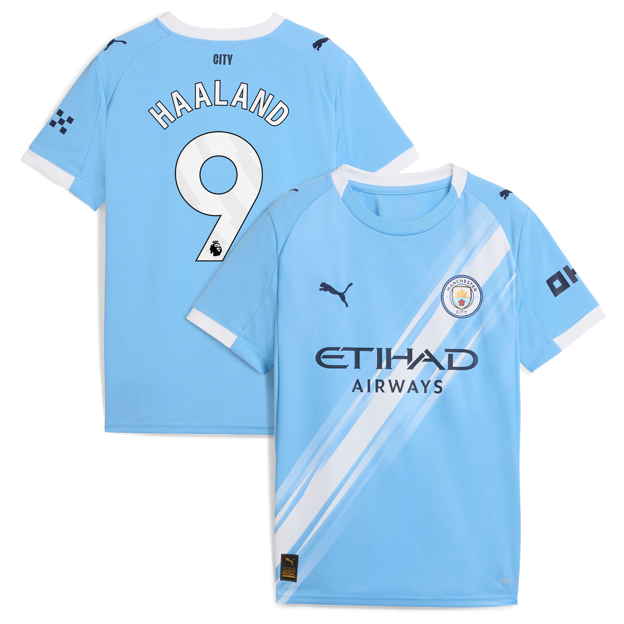 Erling Haaland Manchester City Puma Youth 2025/26 Home Player Jersey - Sky Blue
