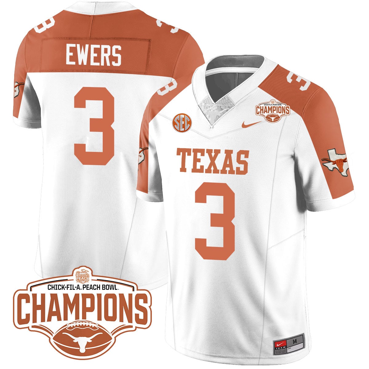 Ewers Texas Champions Jersey - Nike Ewers #3 Texas Longhorns Jersey