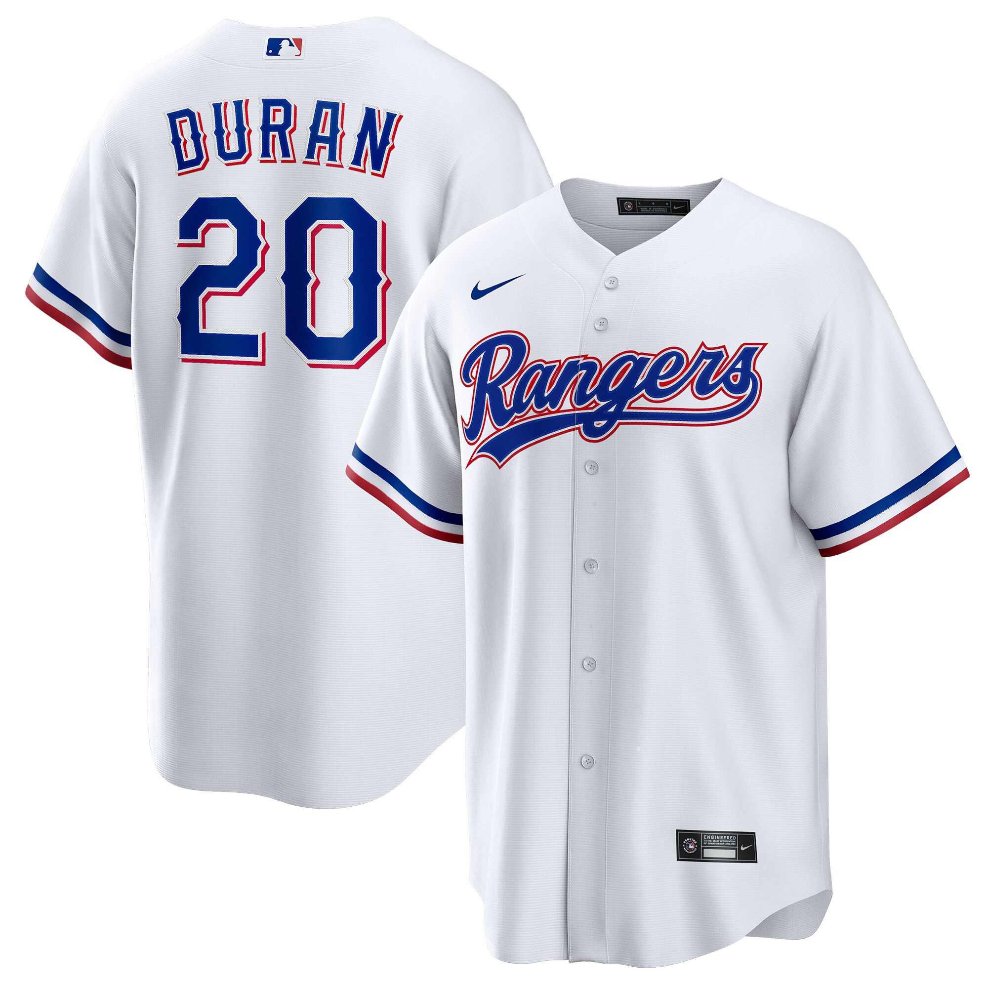 Ezequiel Duran Texas Rangers Youth Home Jersey - White