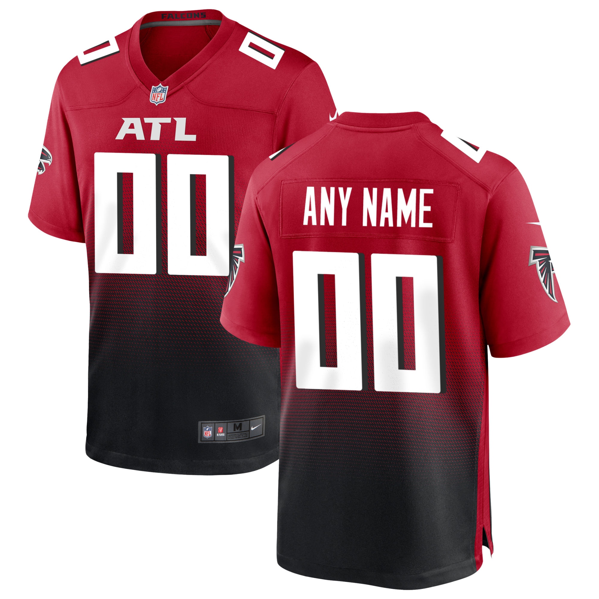 Alternative view of Falcons Custom Red Jersey - Nike Falcons Custom Red Fade Jersey