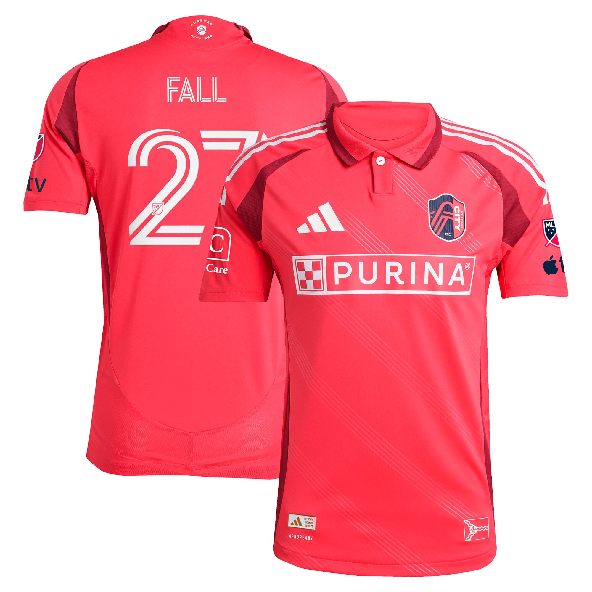 Fallou Fall St. Louis CITY SC 2025 Forever CITY Red On-Field Jersey - Red