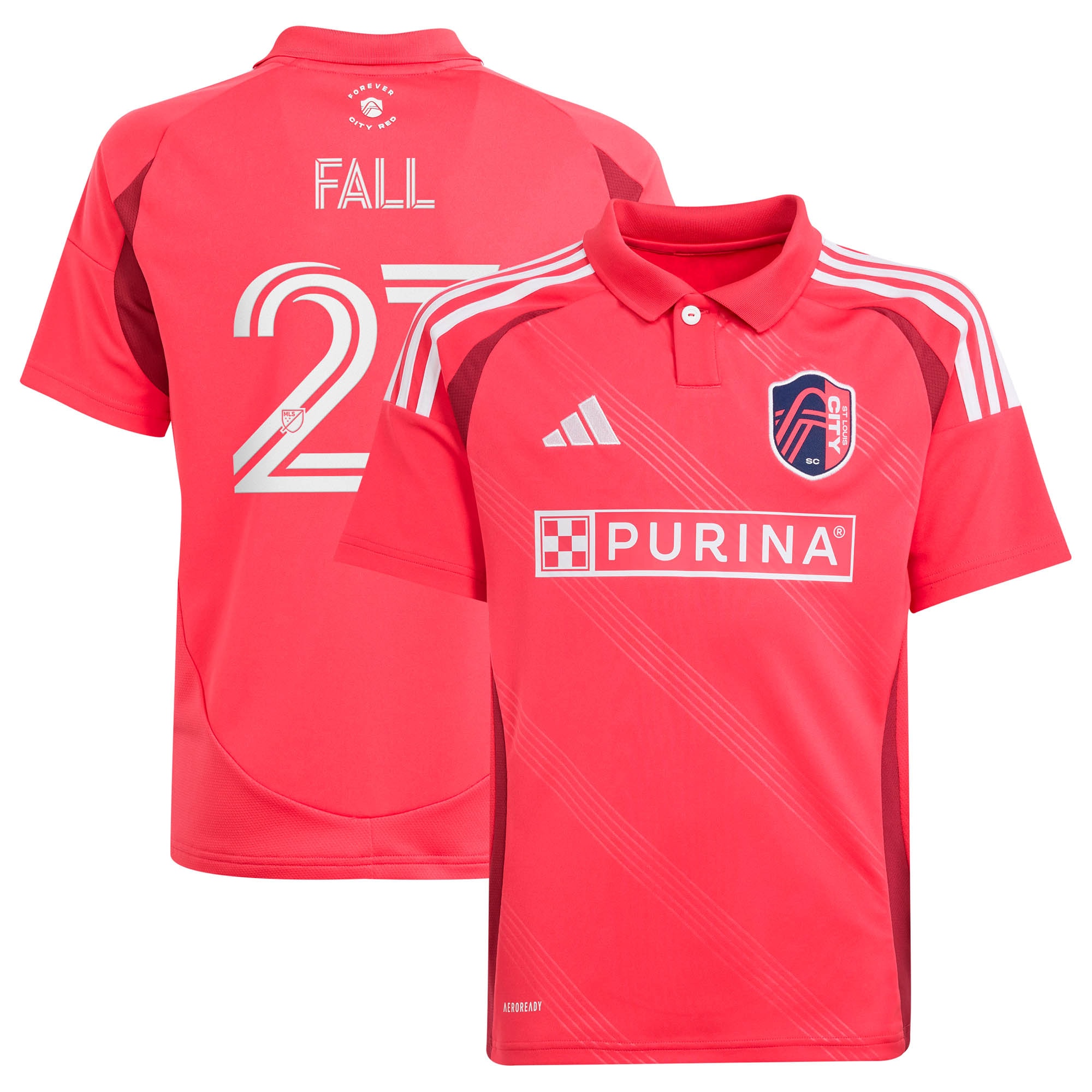 Fallou Fall St. Louis CITY SC Youth 2025 Forever CITY Red Jersey - Red