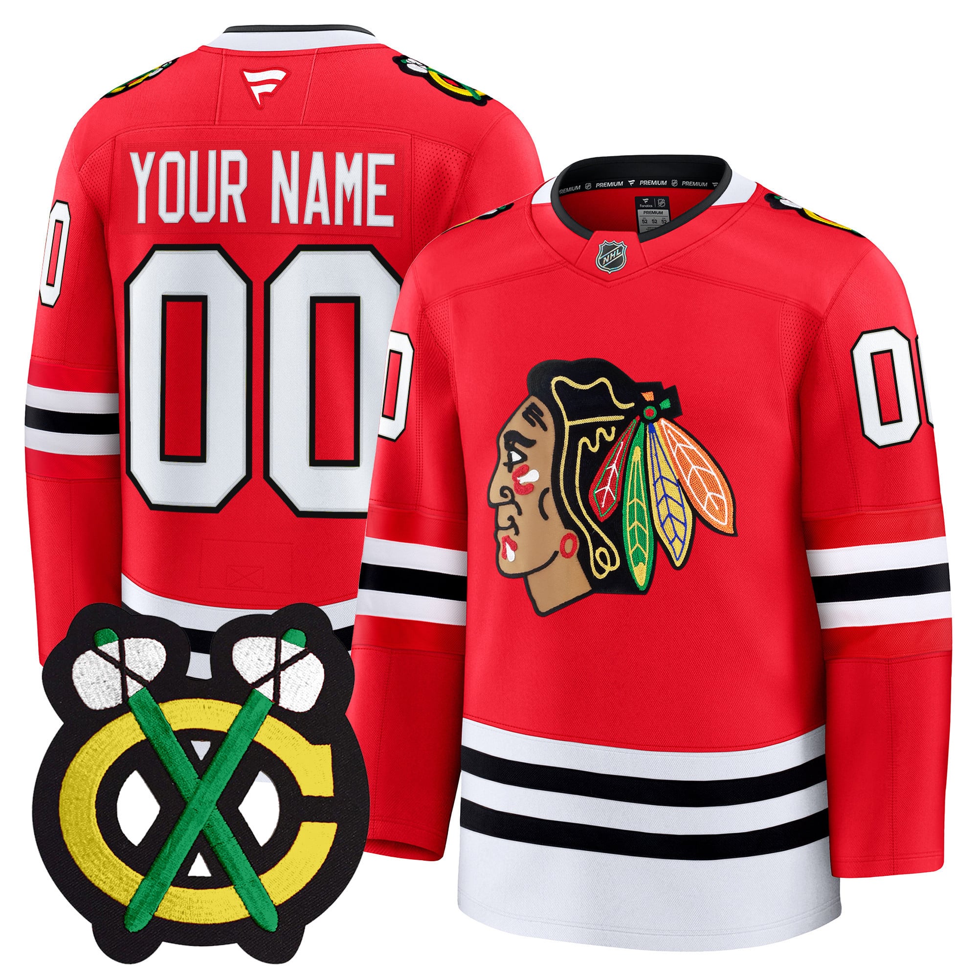 Alternative view of Fanatics Blackhawks Red Jersey - Custom NHL Edition