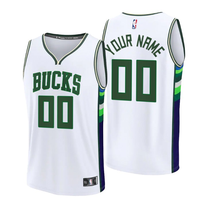 Fanatics Bucks White Custom Jersey personalize - Fanatics Bucks White