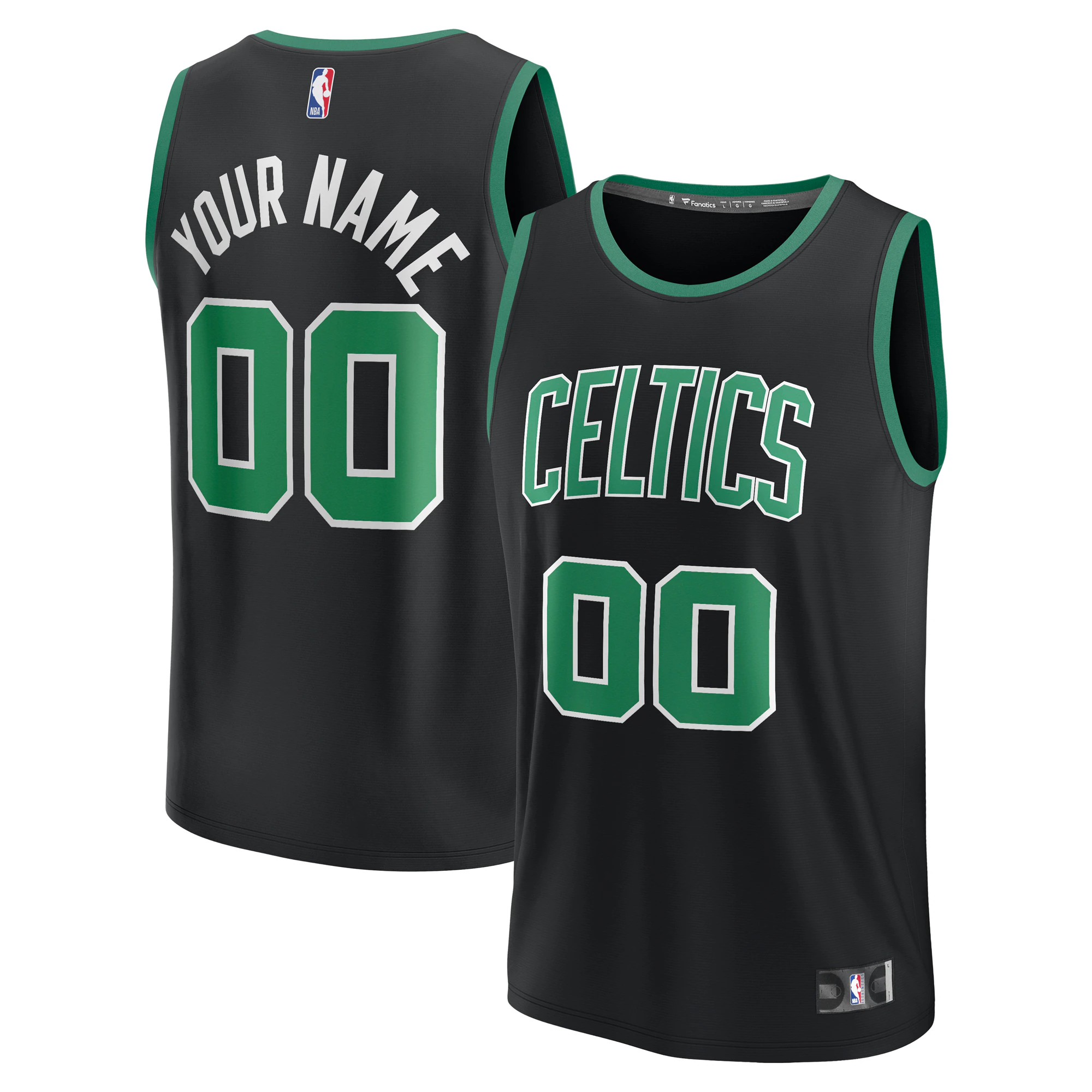 Fanatics Celtics Black Custom Jersey - Personalized Name & Number