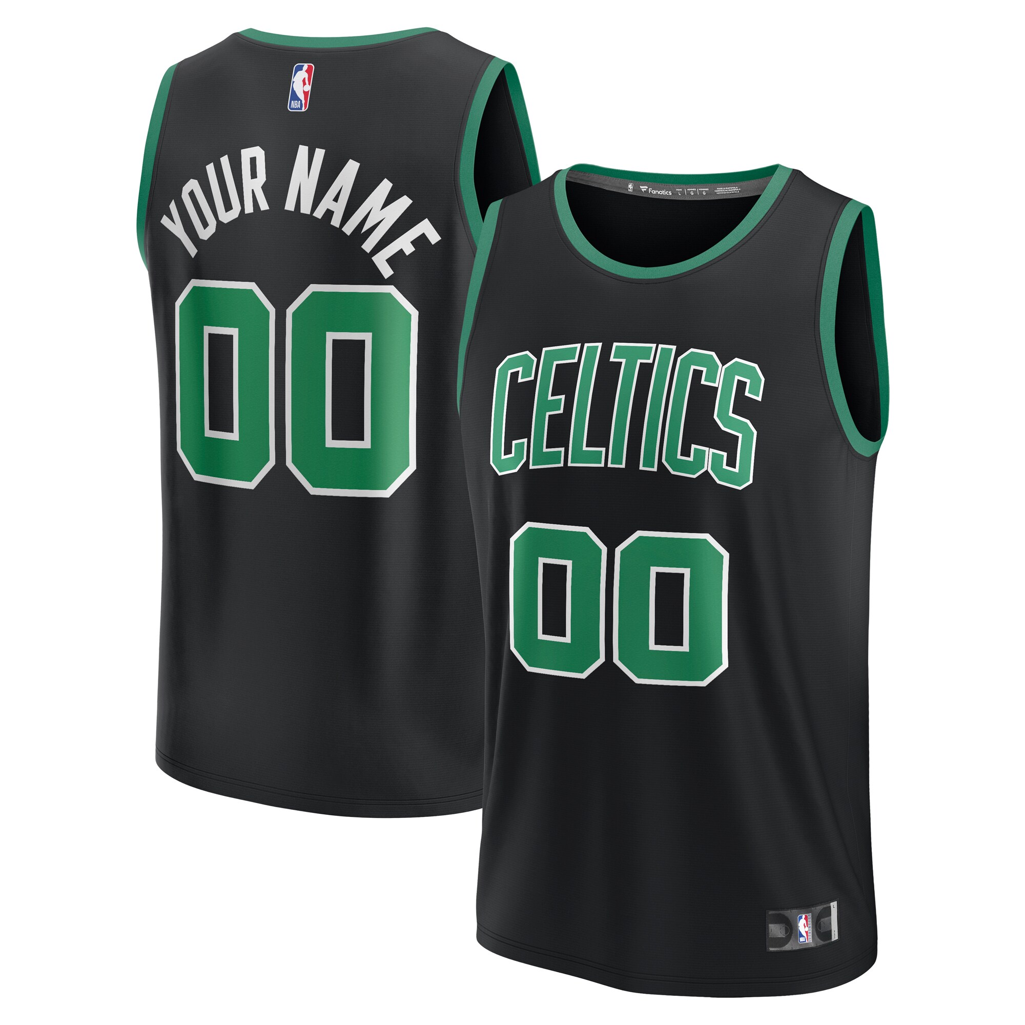 Alternative view of Fanatics Celtics Black Custom Jersey - Personalized Name & Number