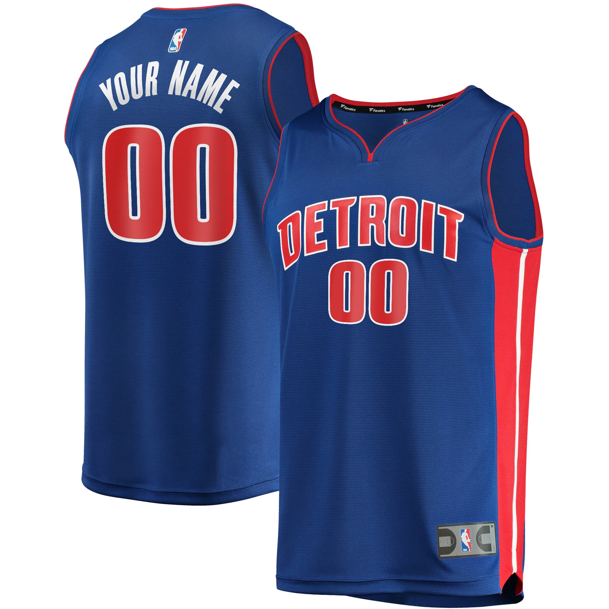 Alternative view of Fanatics Detroit Pistons Blue Custom Jersey