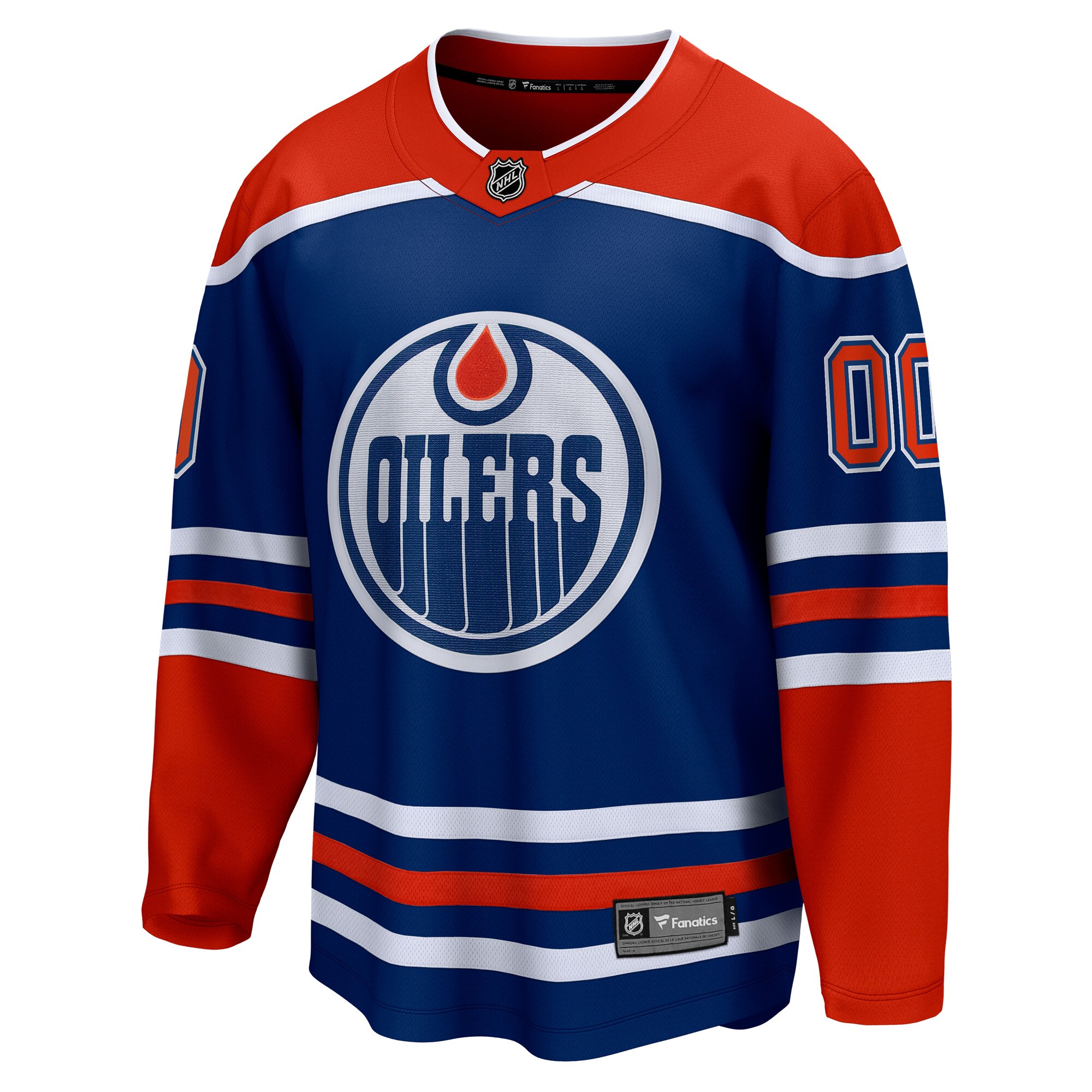 Alternative view of Fanatics Oilers Blue Hockey Jersey - Fanatics Oilers Blue & Orange