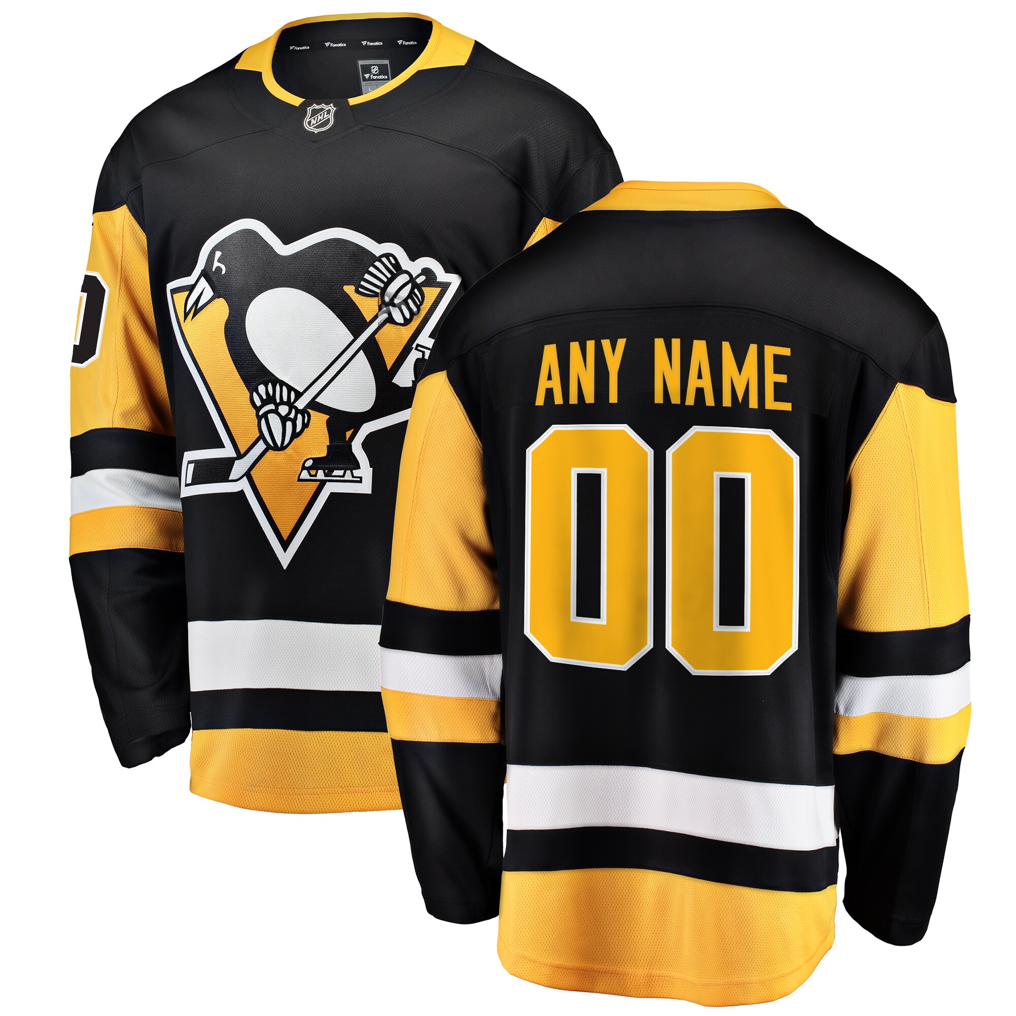 fanatics Penguins Black Gold Jersey - Fanatics Penguins Black & Gold