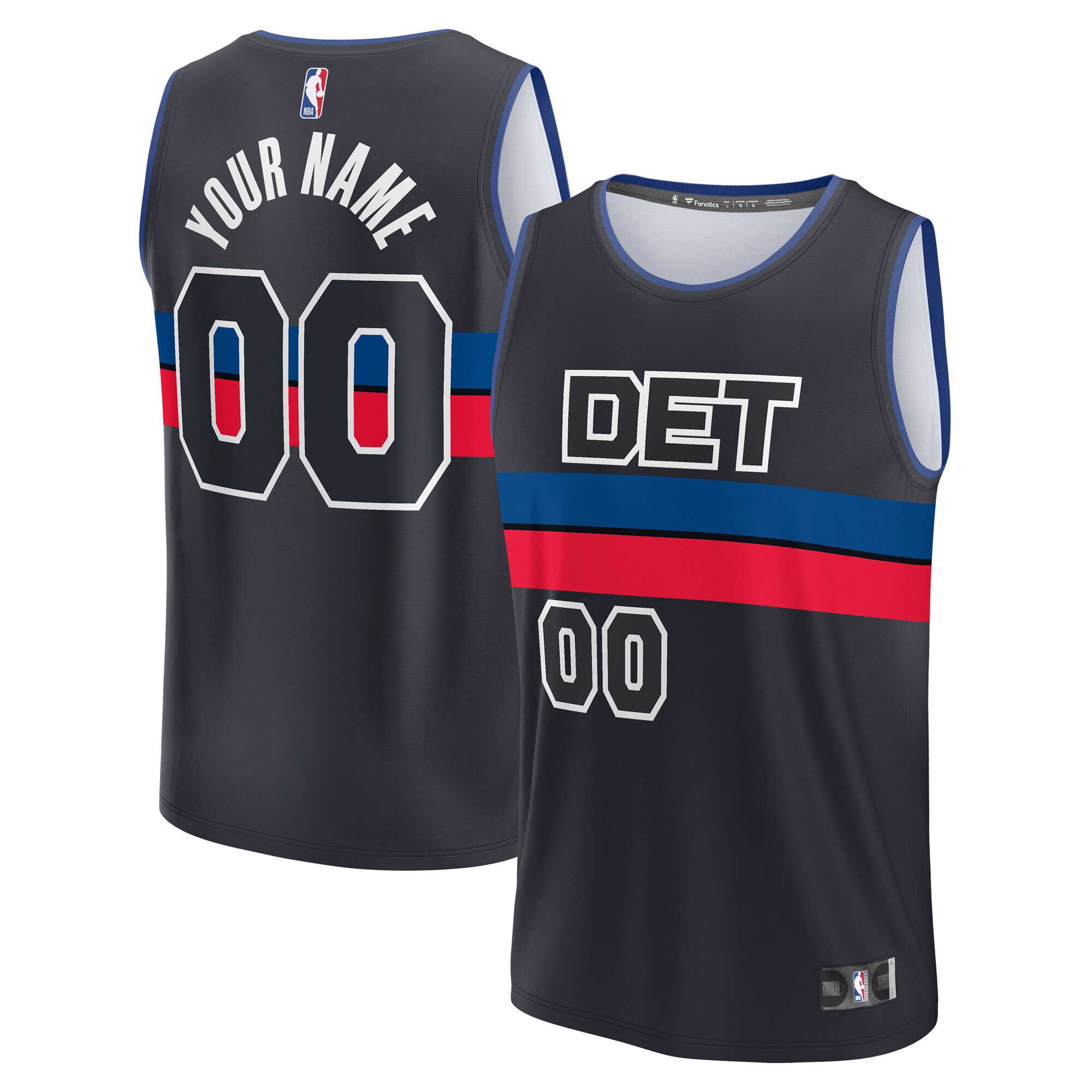 Fanatics Pistons Navy Jersey - Custom Throwback Edition