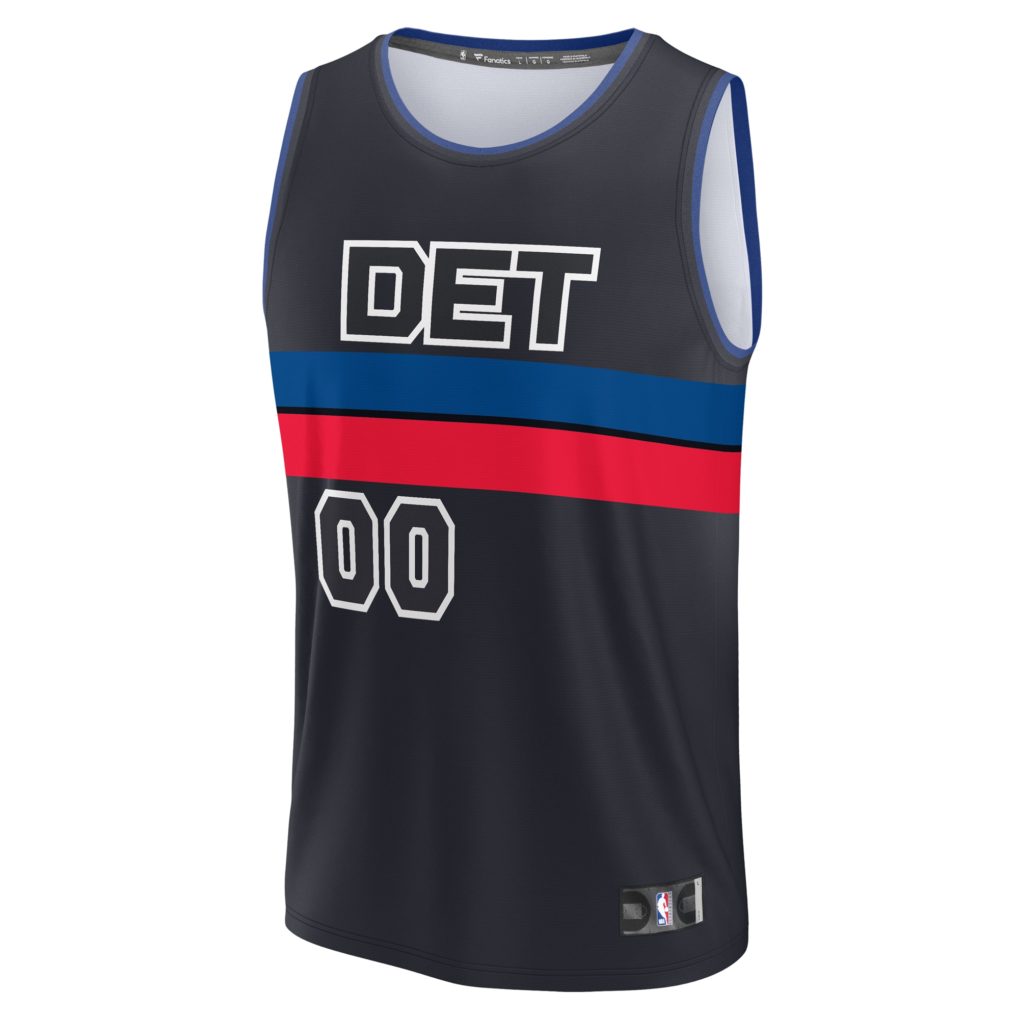 Alternative view of Fanatics Pistons Navy Jersey - Custom Throwback Edition
