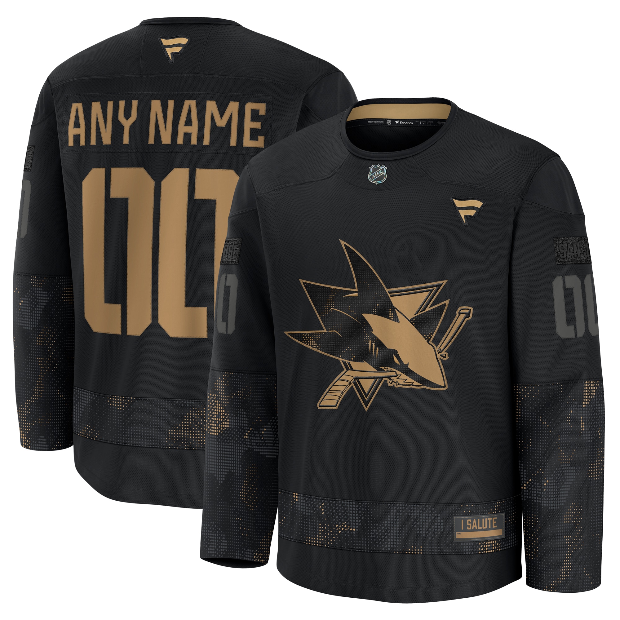Fanatics San Jose Sharks Military Appreciation Jersey 2024 - Premium Black Practice Gear