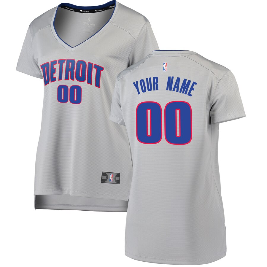 Fanatics Women’s Pistons Gray Jersey - Custom Name & Number