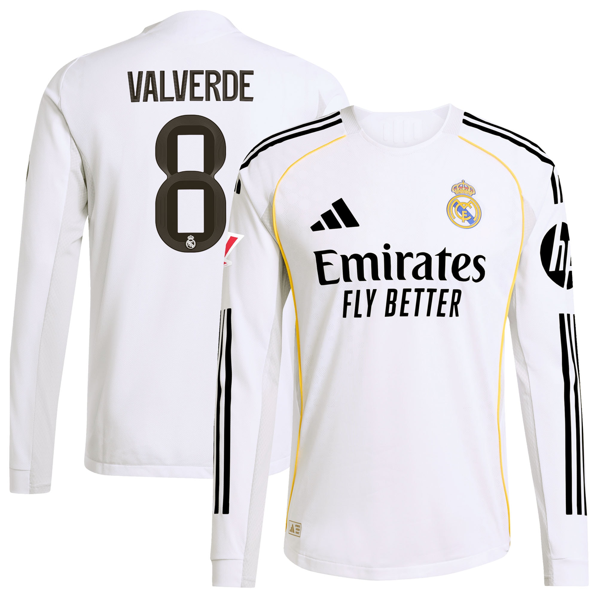 Federico Valverde Real Madrid 2025/26 Home Long Sleeve Jersey - White