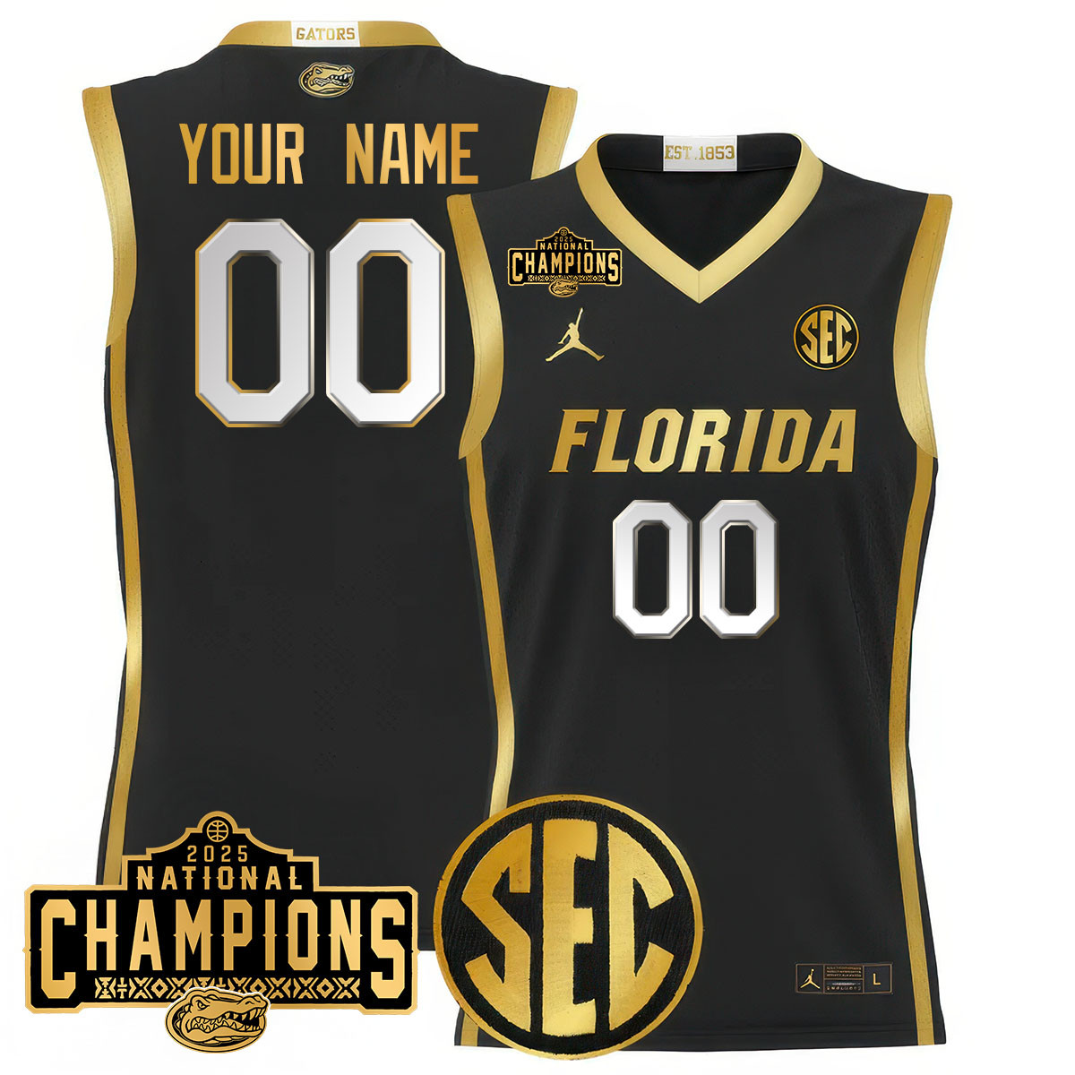 Florida Gators 2025 Champs Jersey - Black & Gold