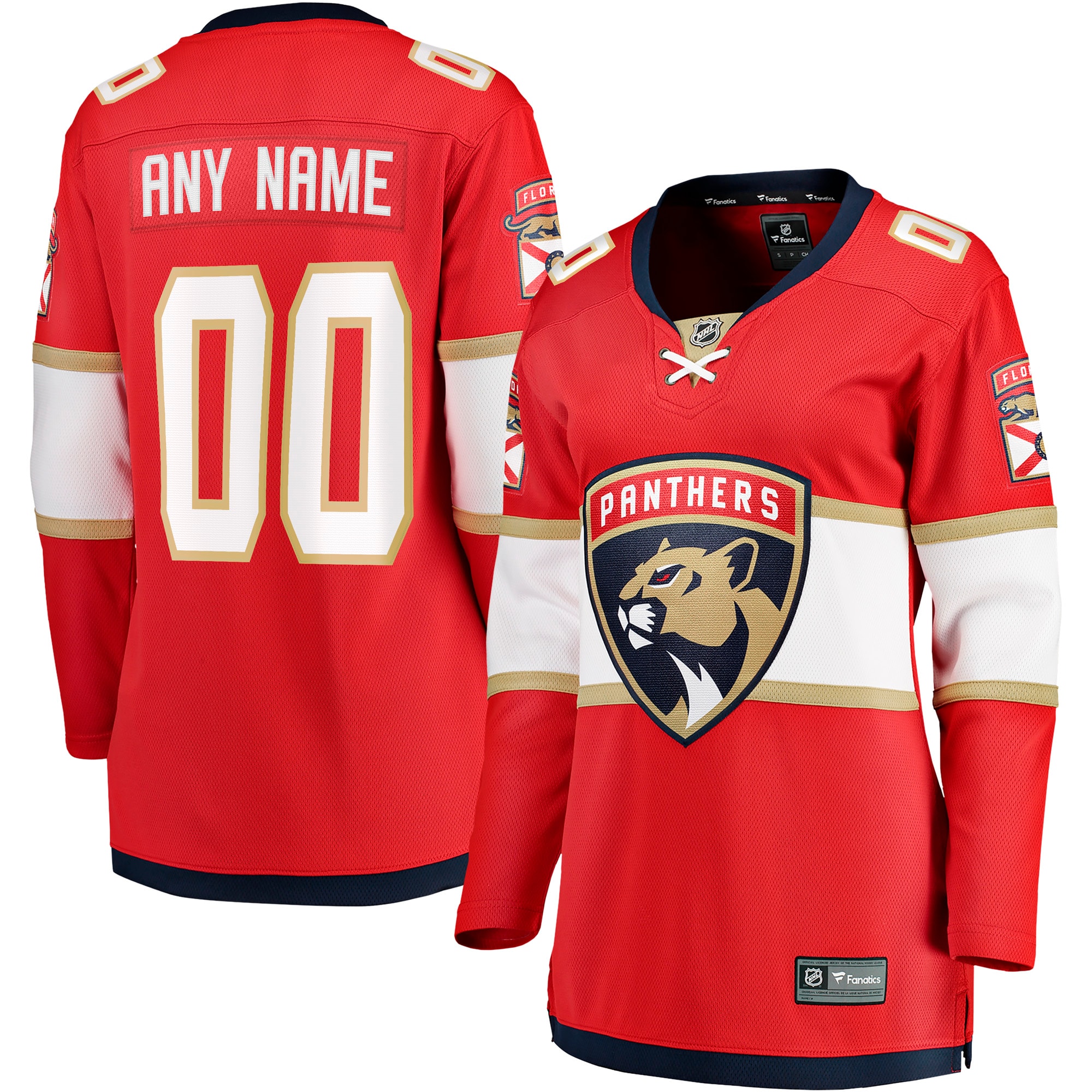 Florida Panthers Fanatics Women's Home Breakaway Custom Jersey - Red