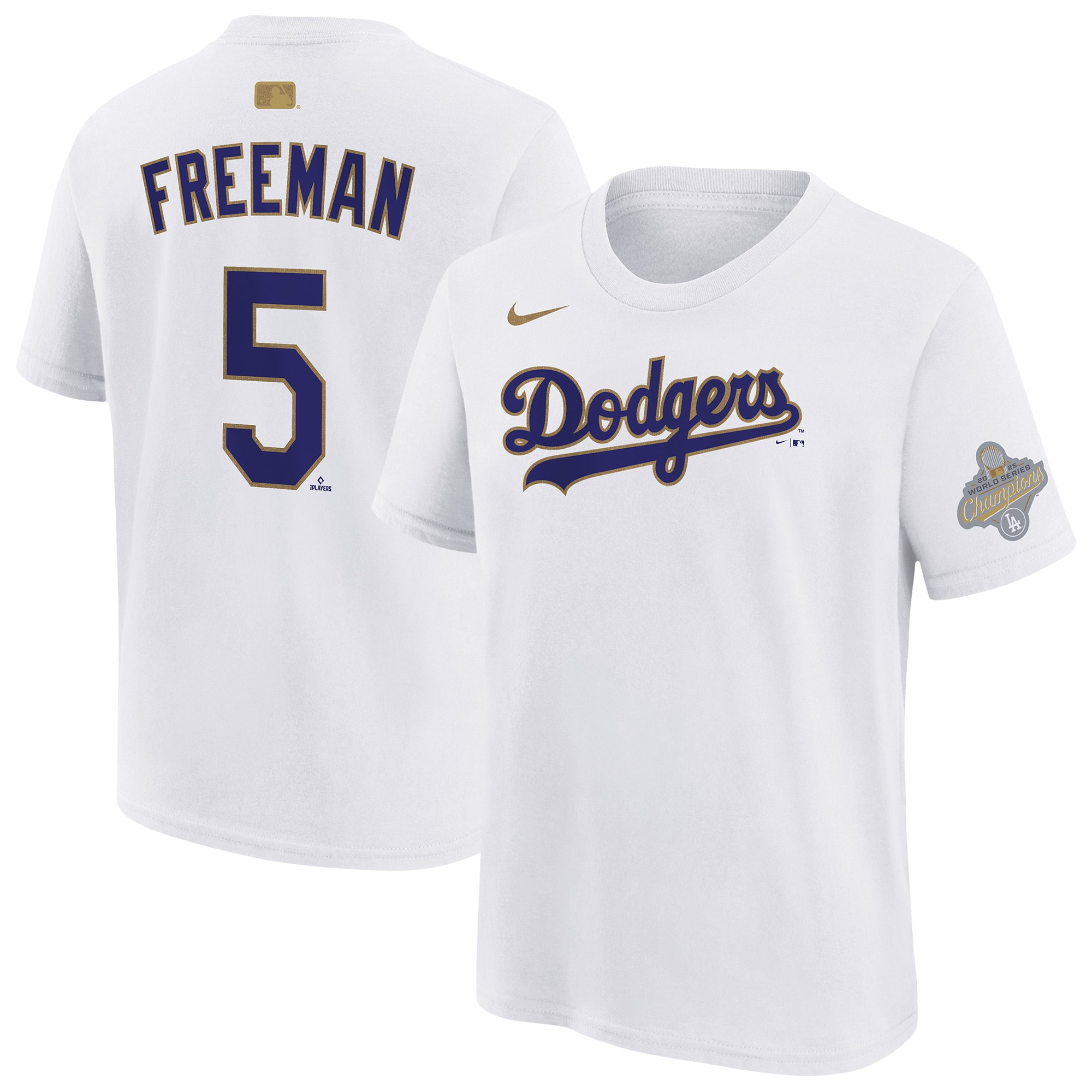 Freddie Freeman Los Angeles Dodgers Youth 2026 Gold Collection Name & Number T-Shirt - White
