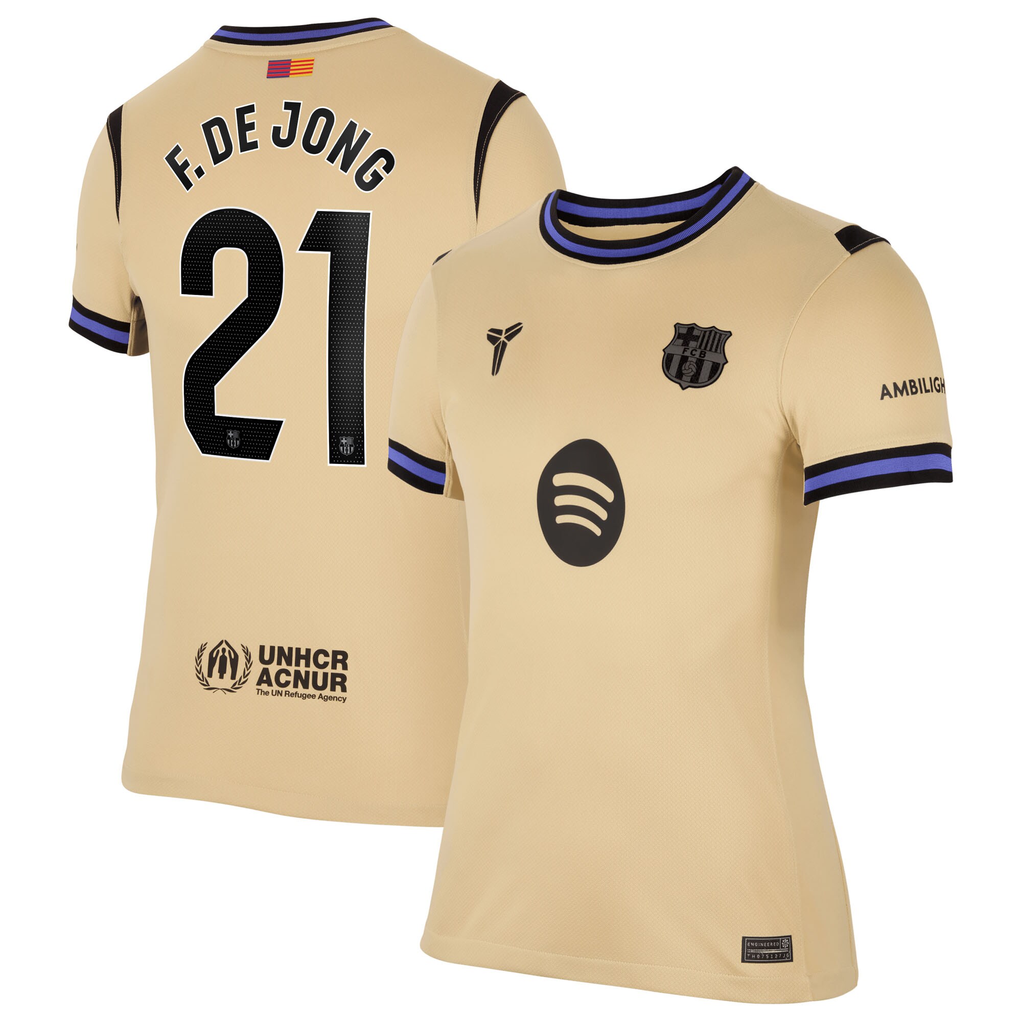 Frenkie de Jong Barcelona Women's 2025/26 Away Stadium Jersey - Gold