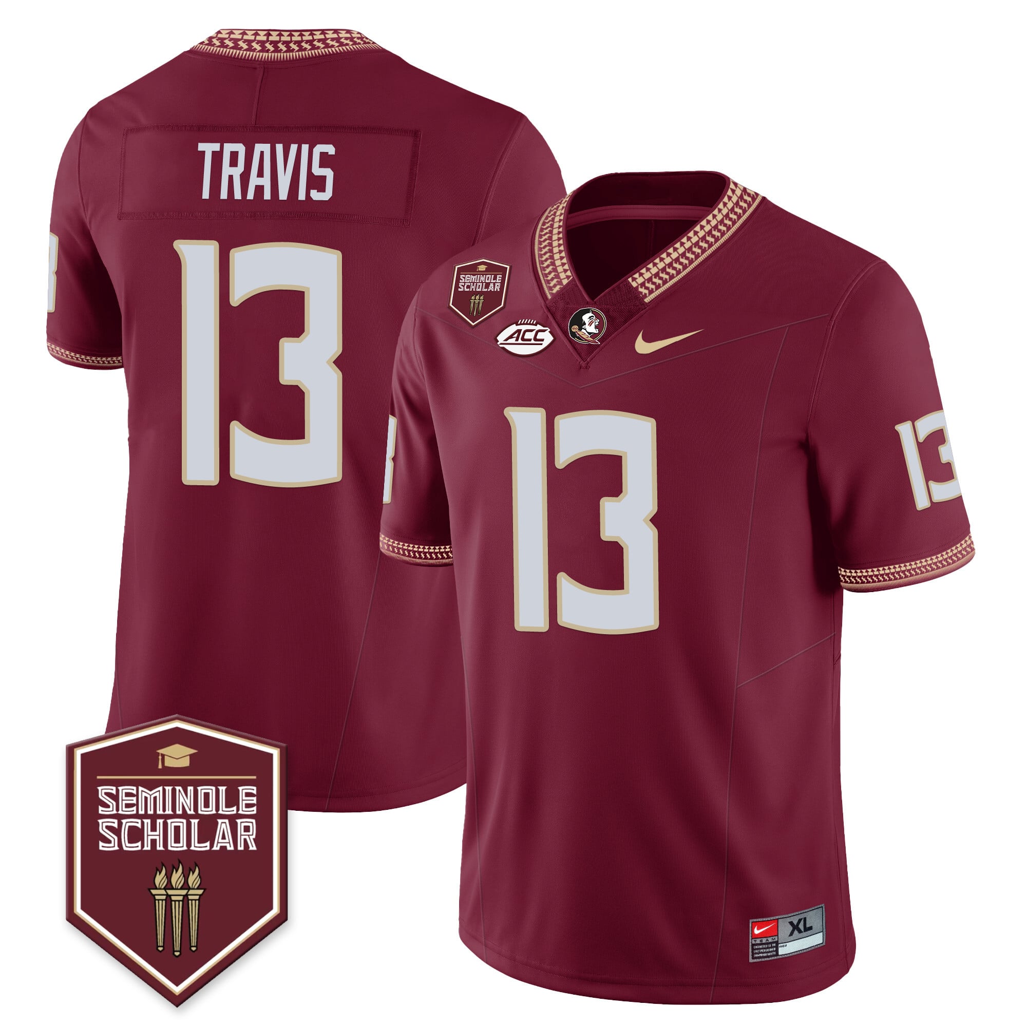 FSU Travis #13 Jersey - Nike FSU Travis #13 - Garnet Football Jersey