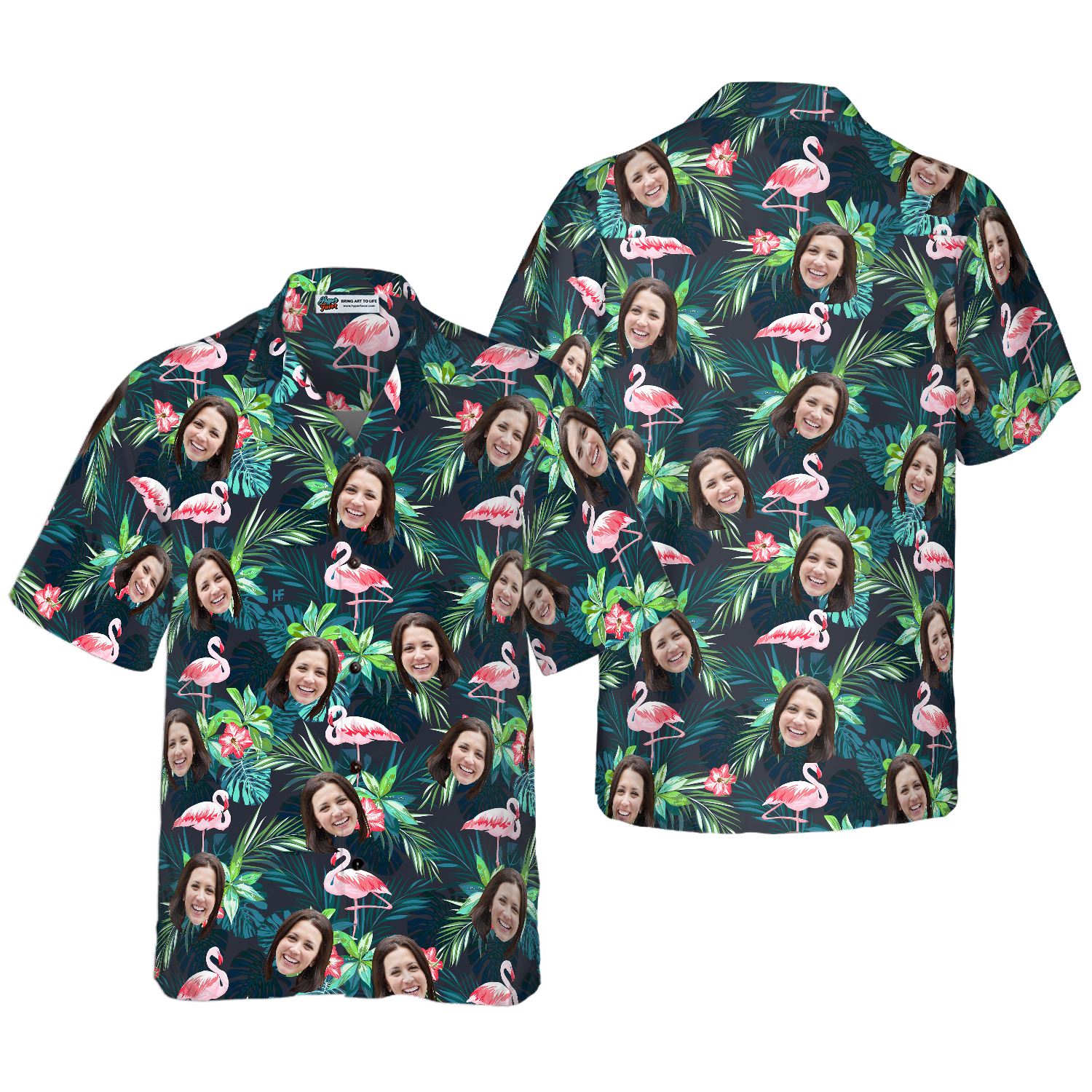 Funny Custom Face Flamingo Tropical Custom Hawaiian Shirt