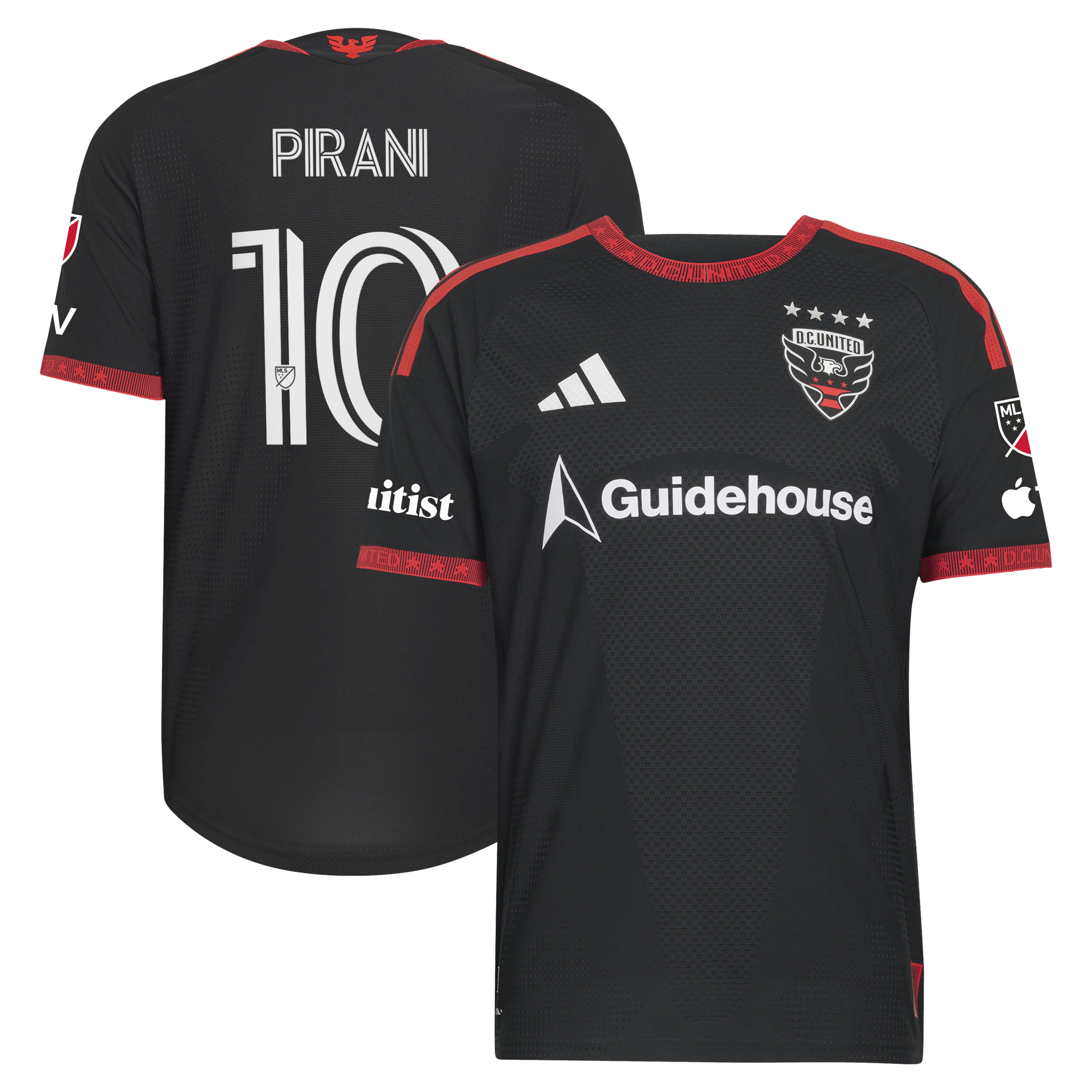 Gabriel Pirani D.C. United 2026 Black-and-Red Kit On-Field Patch Jersey - Black