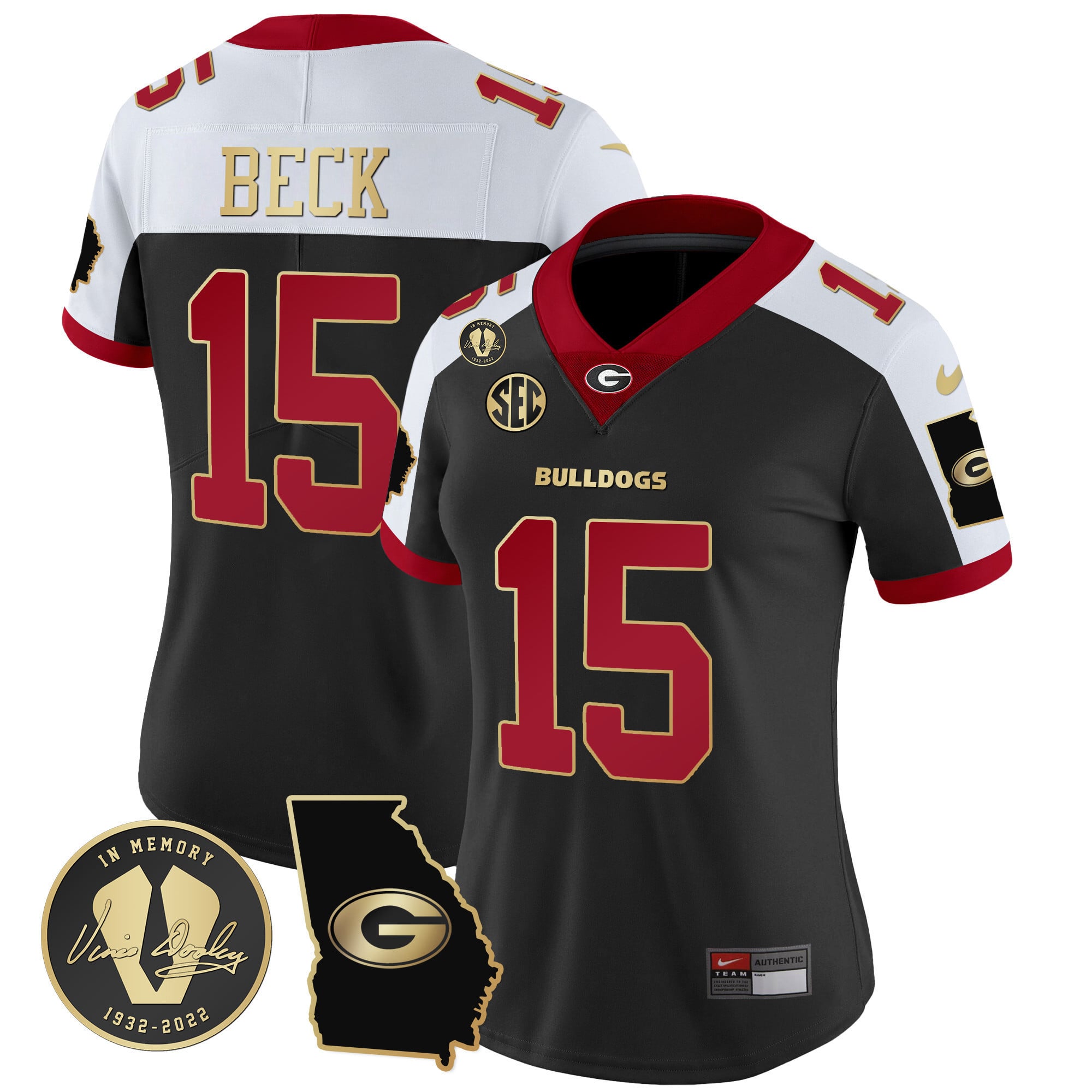 Alternative view of Georgia Bulldogs Black Jersey - Nike Georgia Bulldogs #19 Black Jersey