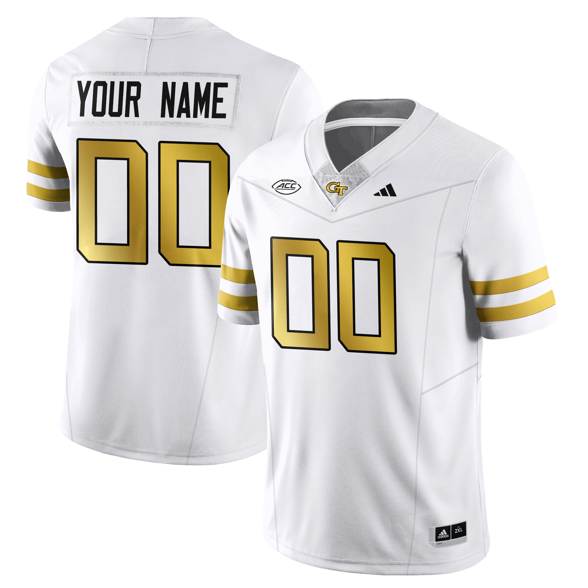 Alternative view of Georgia Tech Gray Jersey - Adidas Georgia Tech Gray Football Jersey