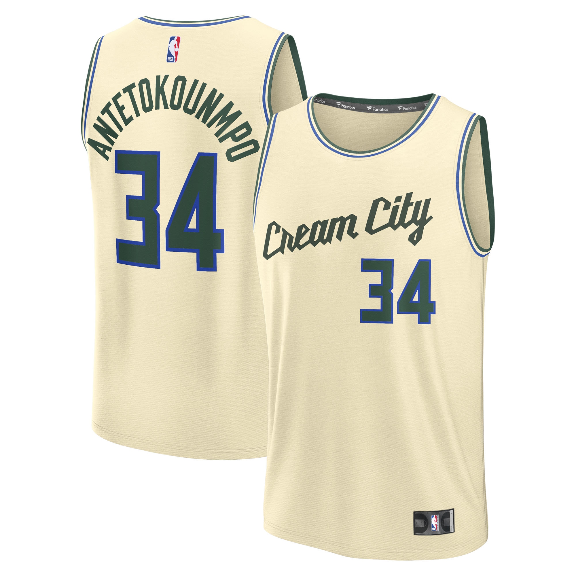 Giannis Antetokounmpo Milwaukee Bucks Fanatics Youth 2025/26 City Edition Fast Break Jersey - Cream
