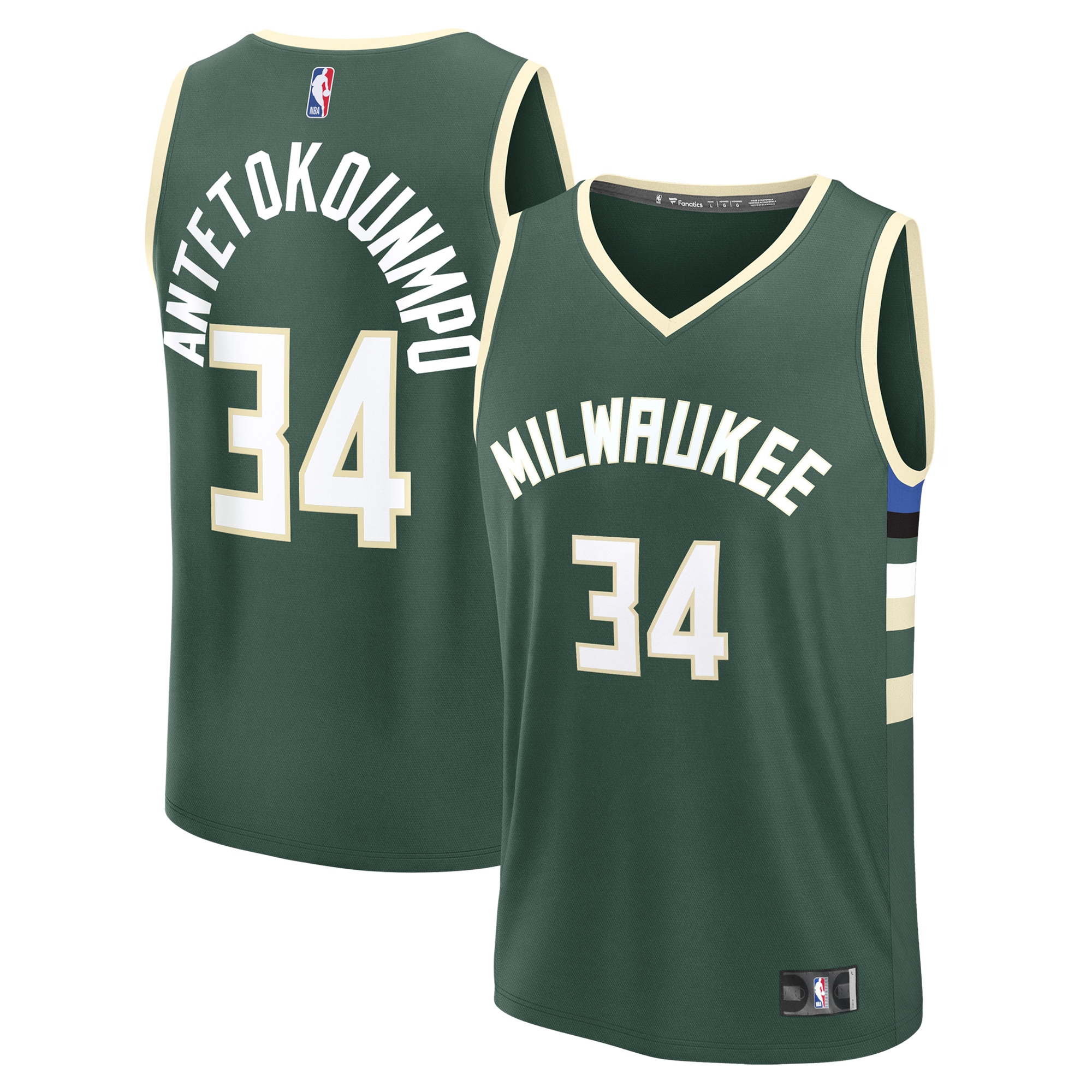 Giannis Antetokounmpo Milwaukee Bucks Fanatics Youth Fast Break Player Jersey - Icon Edition - Hunter Green