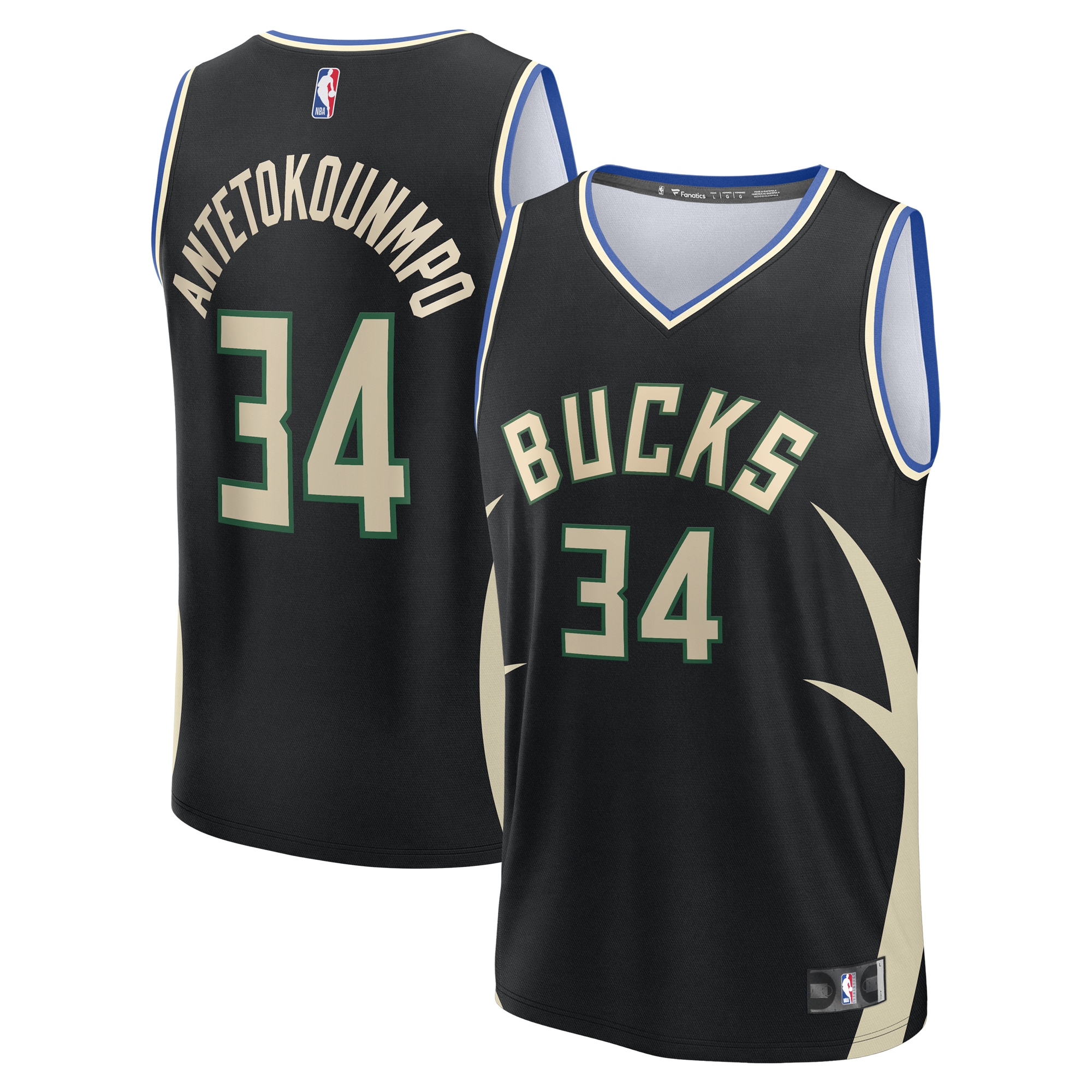 Giannis Antetokounmpo Milwaukee Bucks Fanatics Youth Fast Break Player Jersey - Statement Edition - Black
