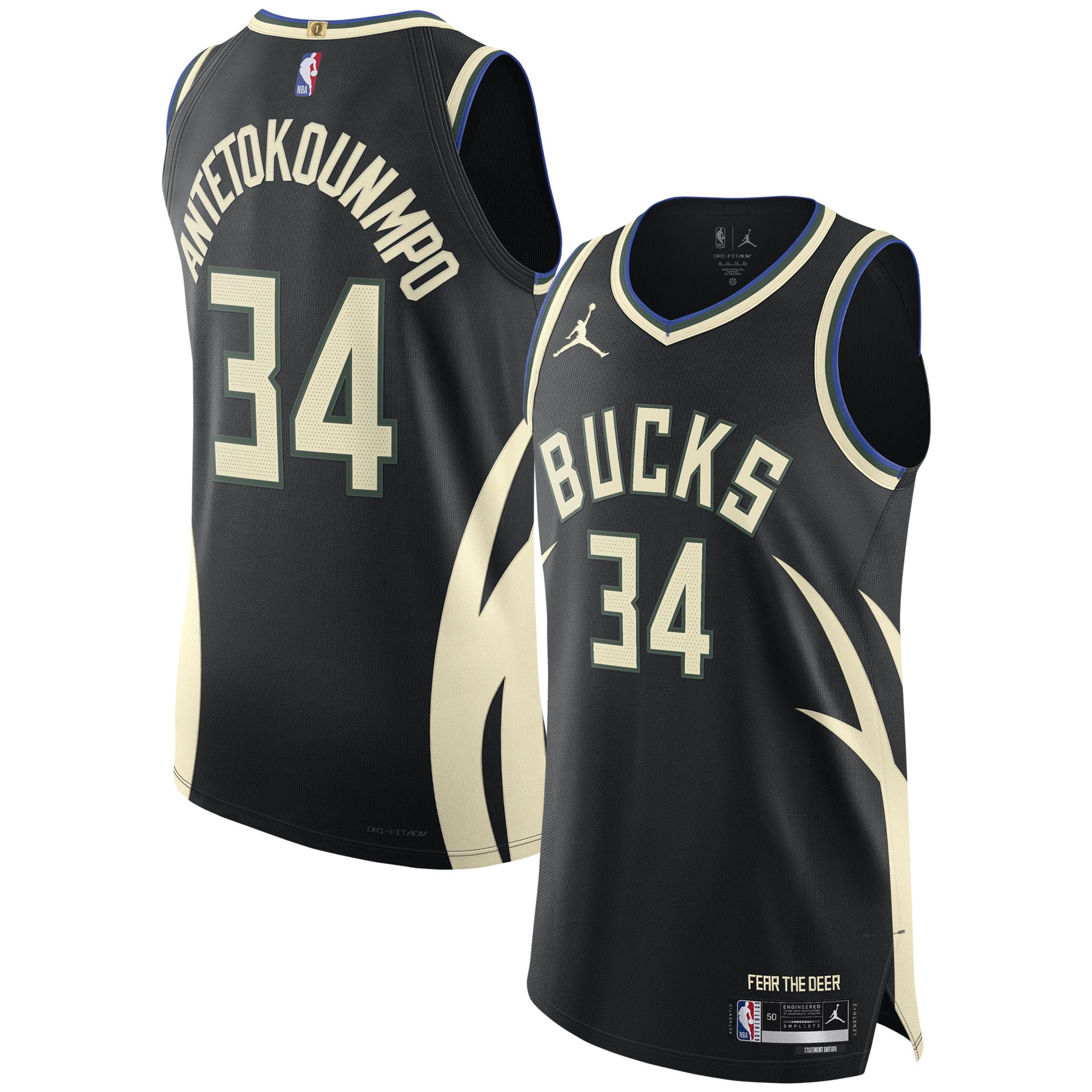 Giannis Antetokounmpo Milwaukee Bucks Jordan Brand Player Jersey - Statement Edition - Black