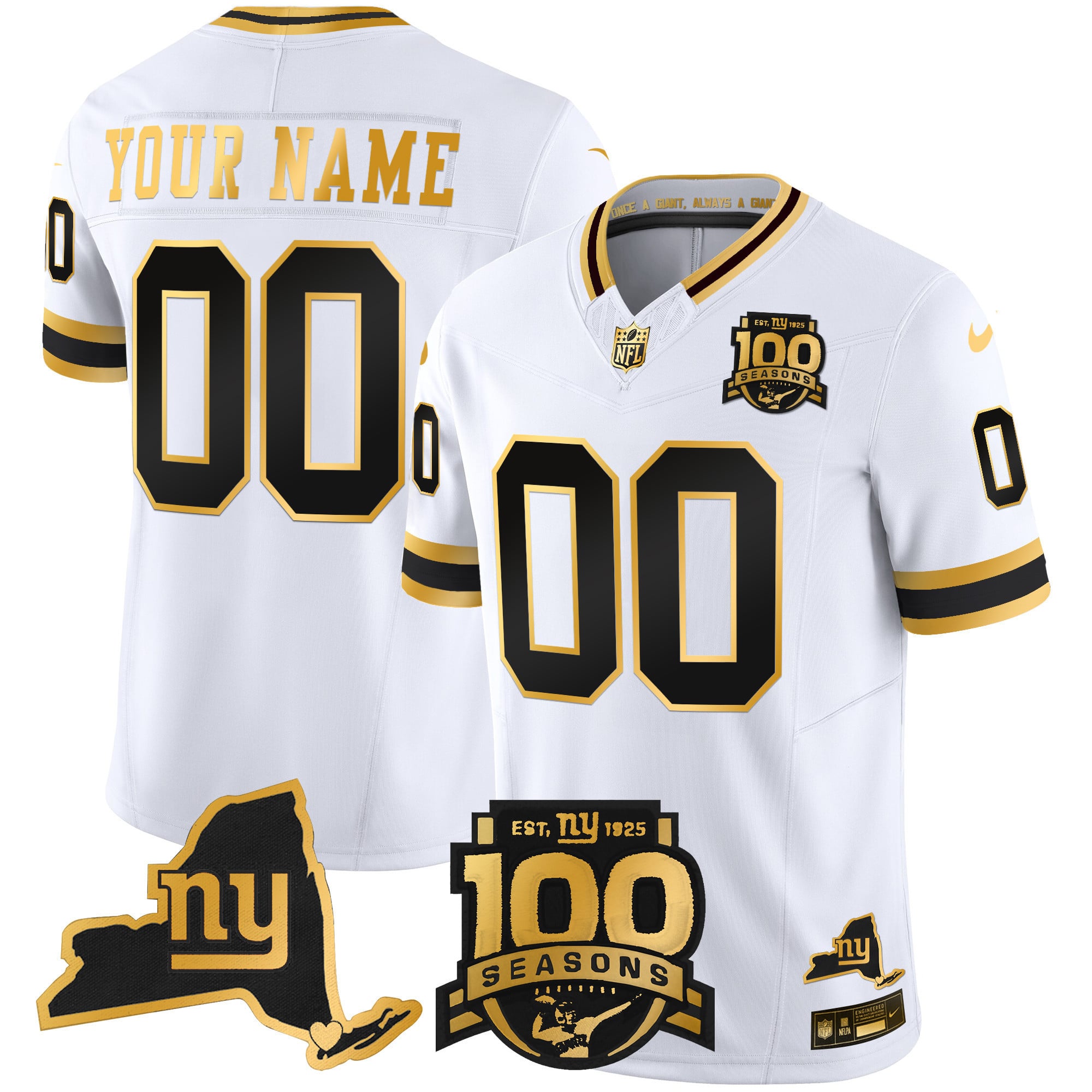 Alternative view of Giants 100 Seasons Jersey - Nike Black & Gold Limited Edition