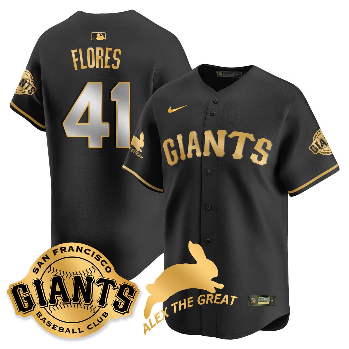 Alternative view of Giants Adames Black Jersey - Nike - Alex The Great Edition