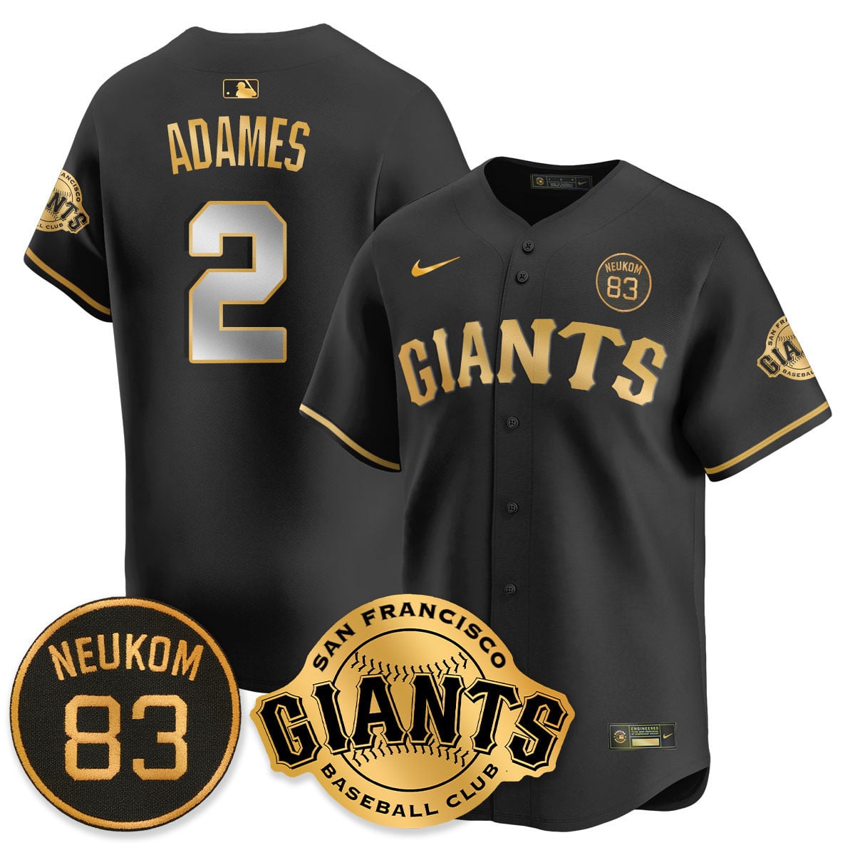 Giants Black Gold Jersey - Giants Adames Black Gold Jersey - Nike