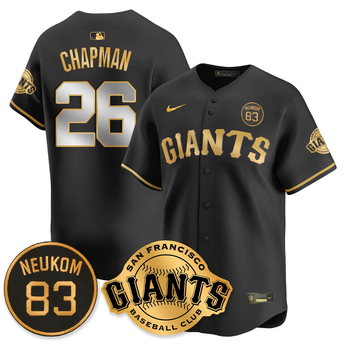 Alternative view of Giants Black Gold Jersey - Giants Adames Black Gold Jersey - Nike